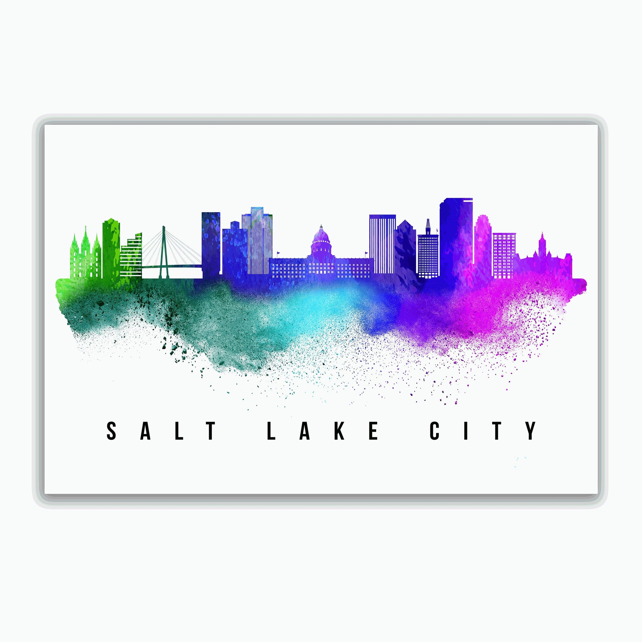 Salt Sake City - Utah Skyline Poster, Salt Sake Cityscape Painting, Salt Sake City Landmark and Cityscape Print, Home and Office Wall Art