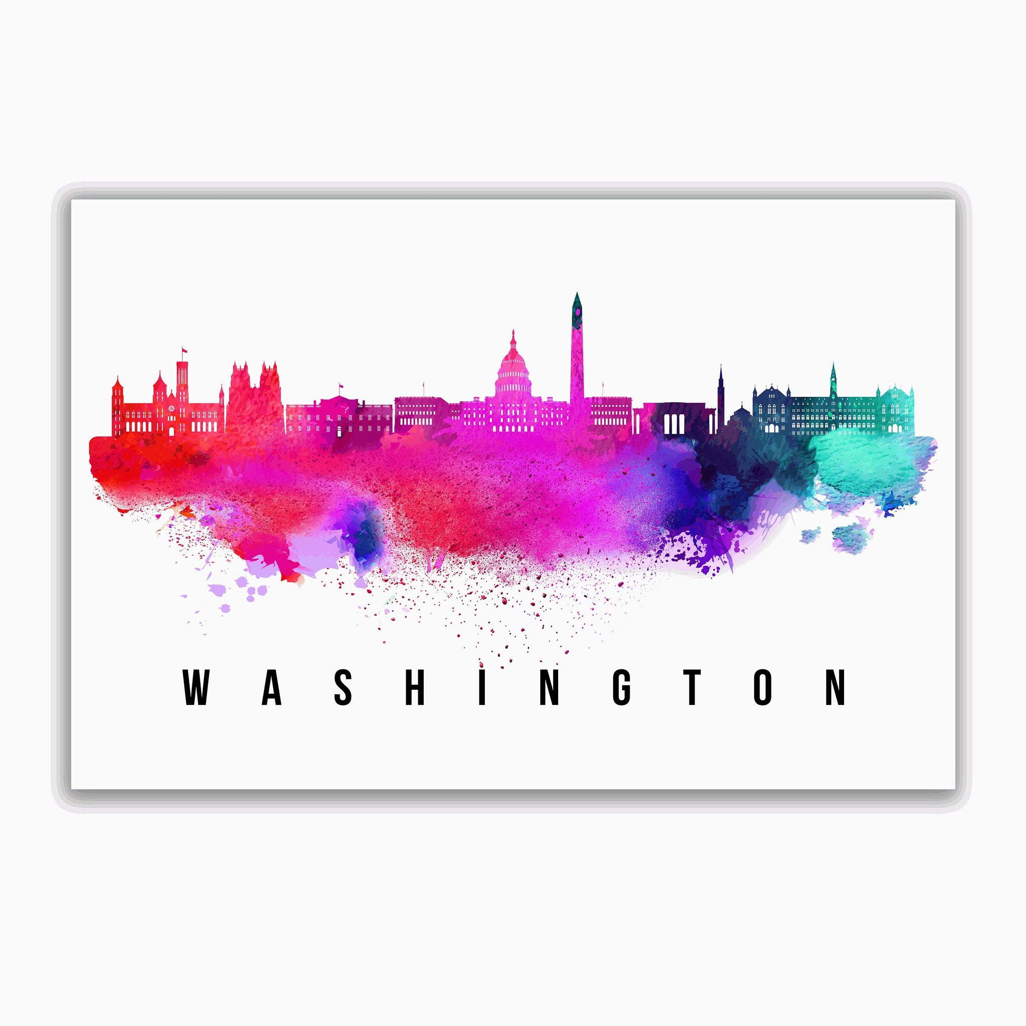 Washington DC Skyline poster, Washington DC cityscape poster print, Washington DC landmark poster art print, Home office wall decoration
