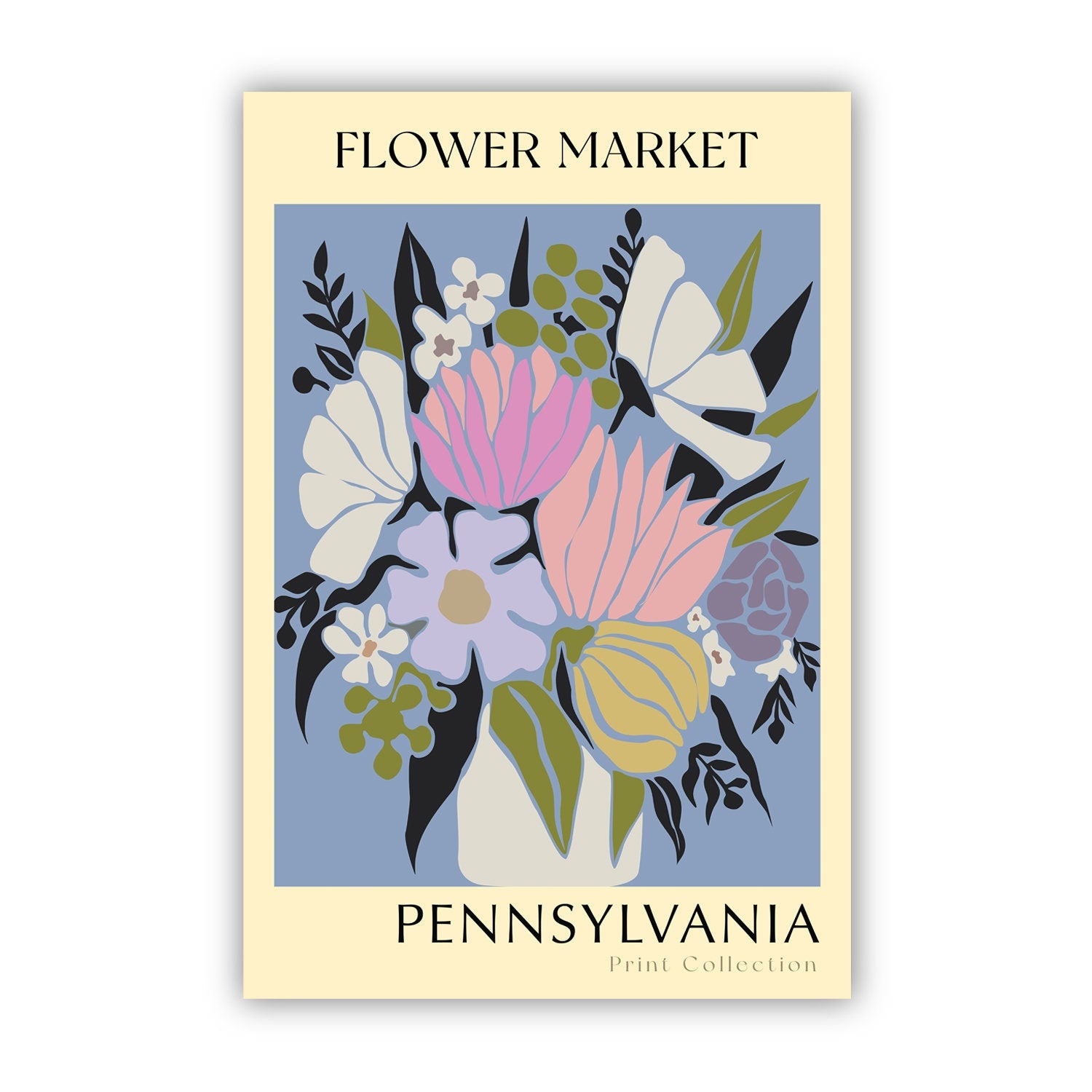 Pennsylvania State flower print, States poster, Pennsylvania flower market poster, Botanical posters, Nature poster artwork, Floral wall art