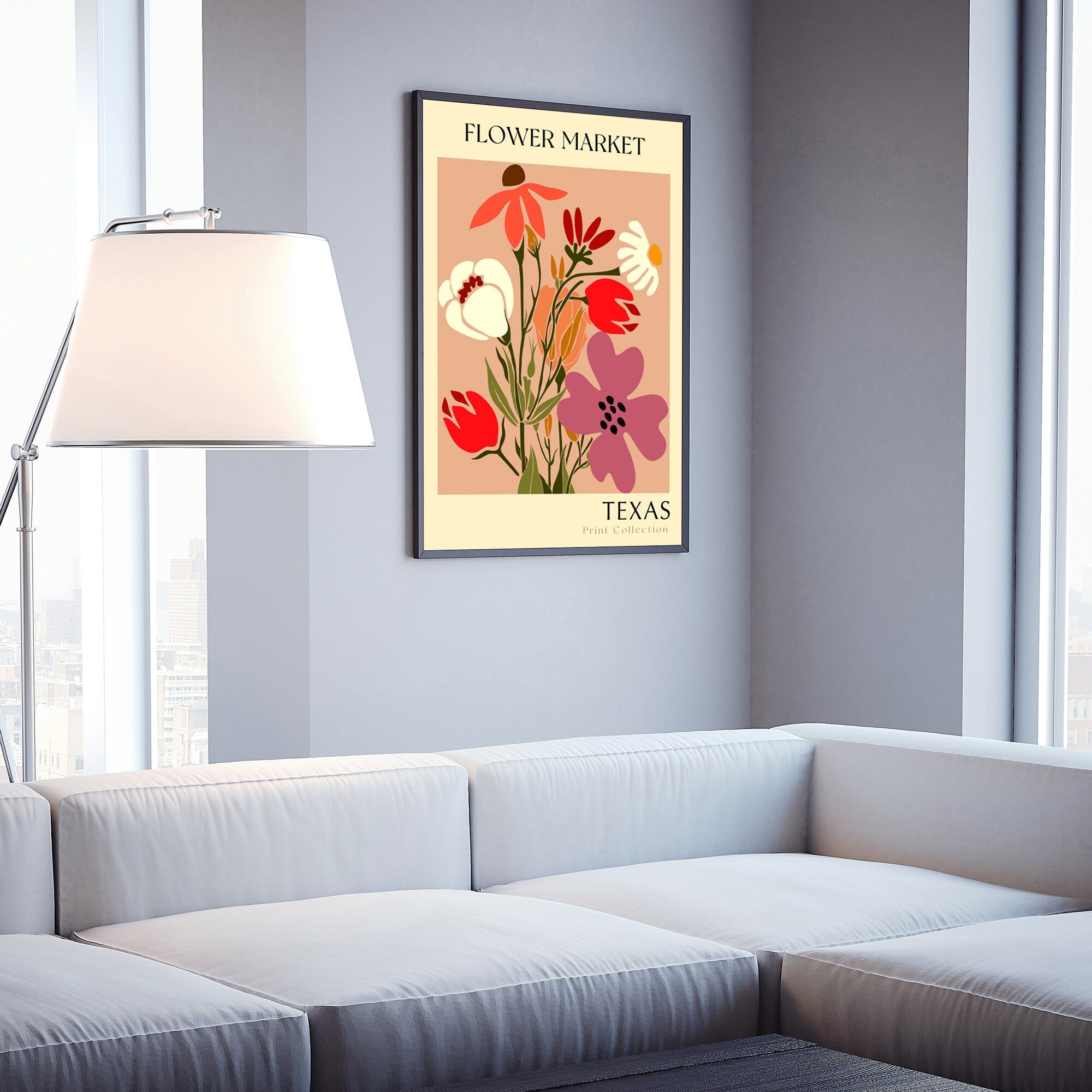 Texas State flower print, USA states poster, Texas flower market poster, Botanical poster, Nature poster artwork, Boho floral wall art