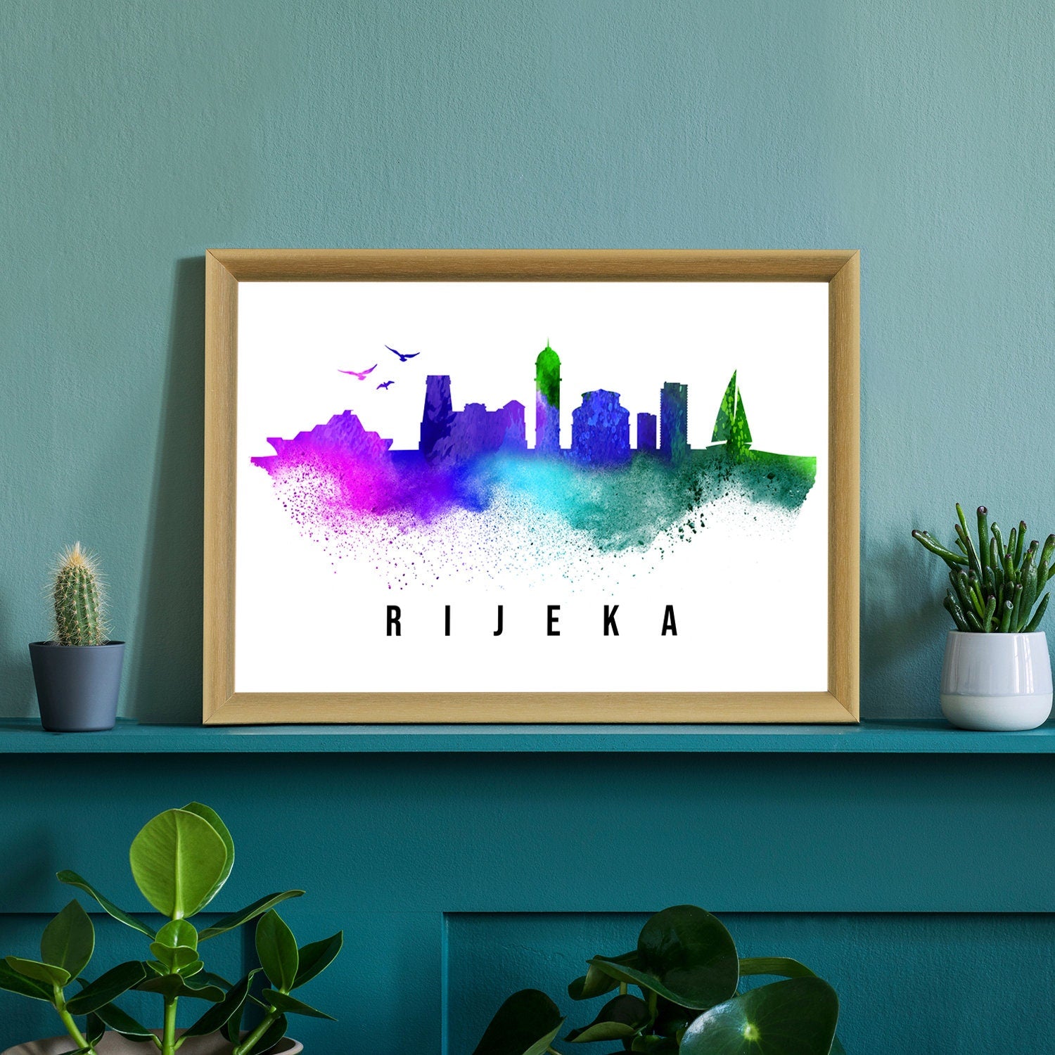 Pera Print, Rijeka Croatia skyline poster, Croatia poster, Illustration skyline world city poster, Cityscape landmark print, Office wall art