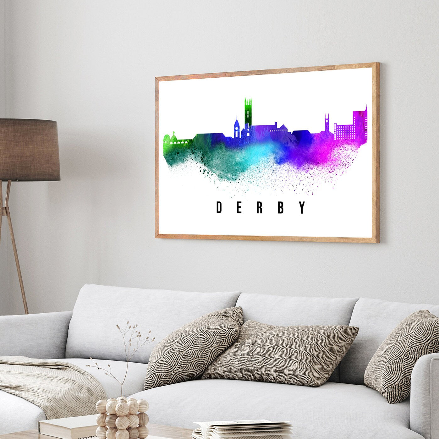 Derby England Poster, Skyline poster cityscape poster, Landmark City Illustration poster, Home wall decoration, Office wall art