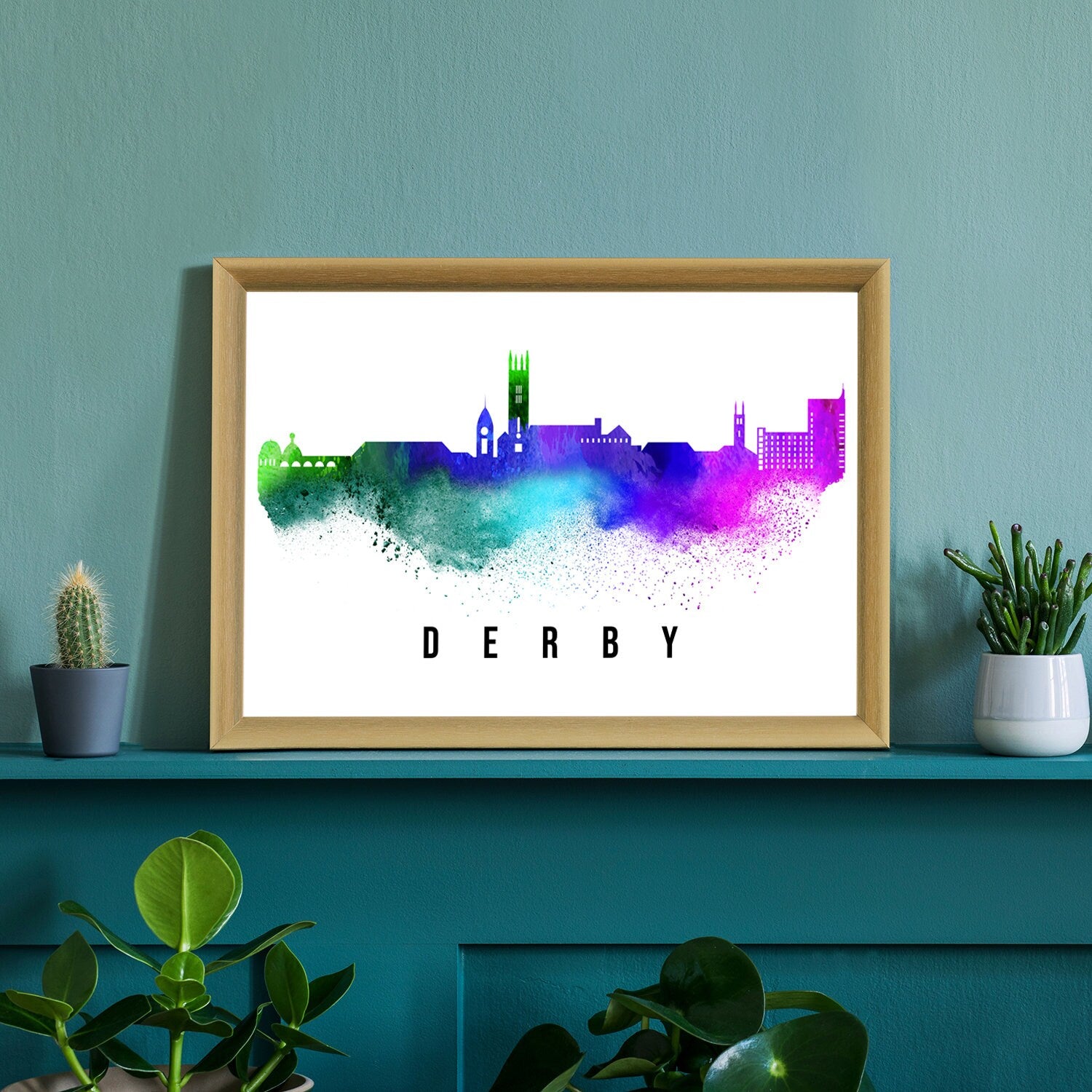 Derby England Poster, Skyline poster cityscape poster, Landmark City Illustration poster, Home wall decoration, Office wall art