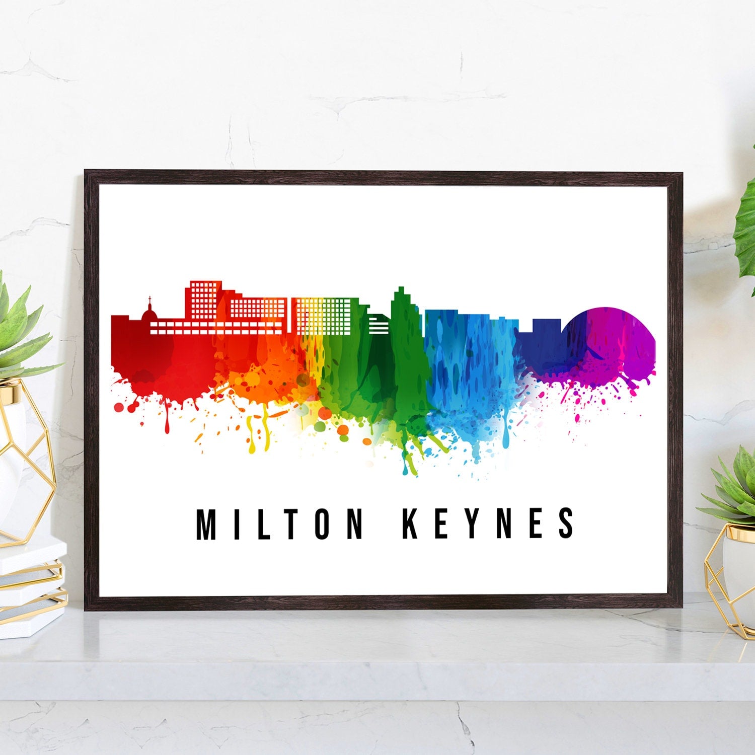 Milton Keynes England Poster, Skyline poster cityscape poster, Landmark City Illustration poster, Home wall decoration, Office wall art