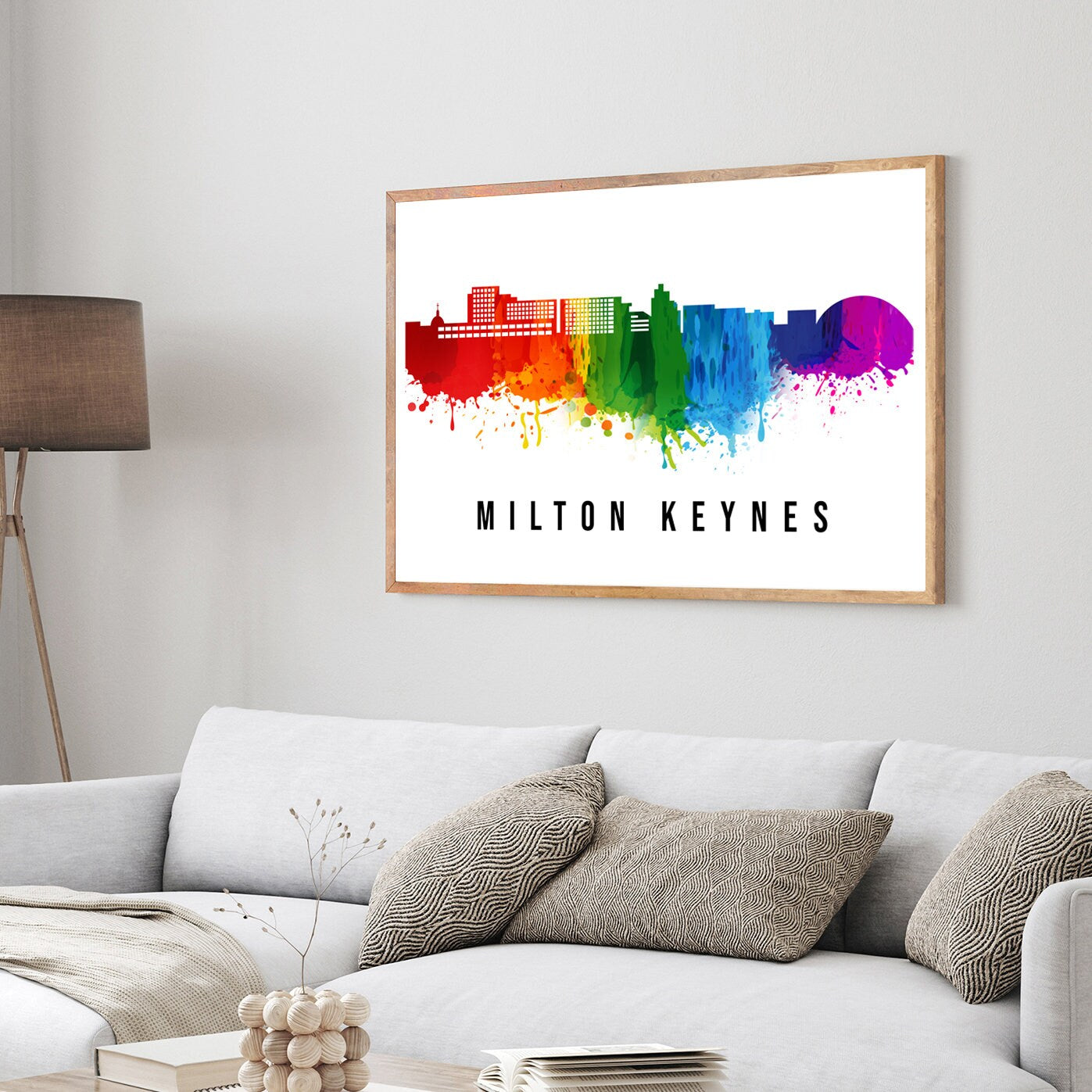 Milton Keynes England Poster, Skyline poster cityscape poster, Landmark City Illustration poster, Home wall decoration, Office wall art