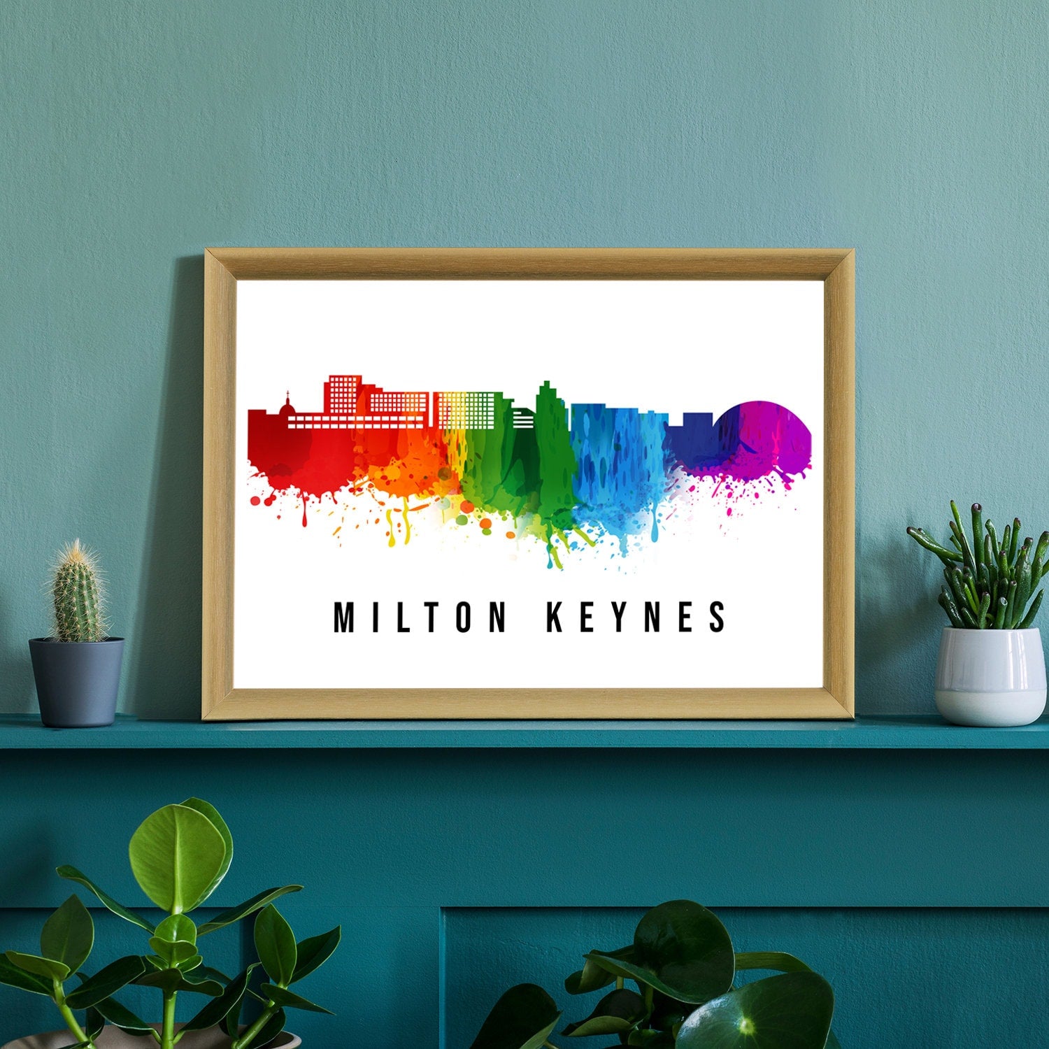 Milton Keynes England Poster, Skyline poster cityscape poster, Landmark City Illustration poster, Home wall decoration, Office wall art