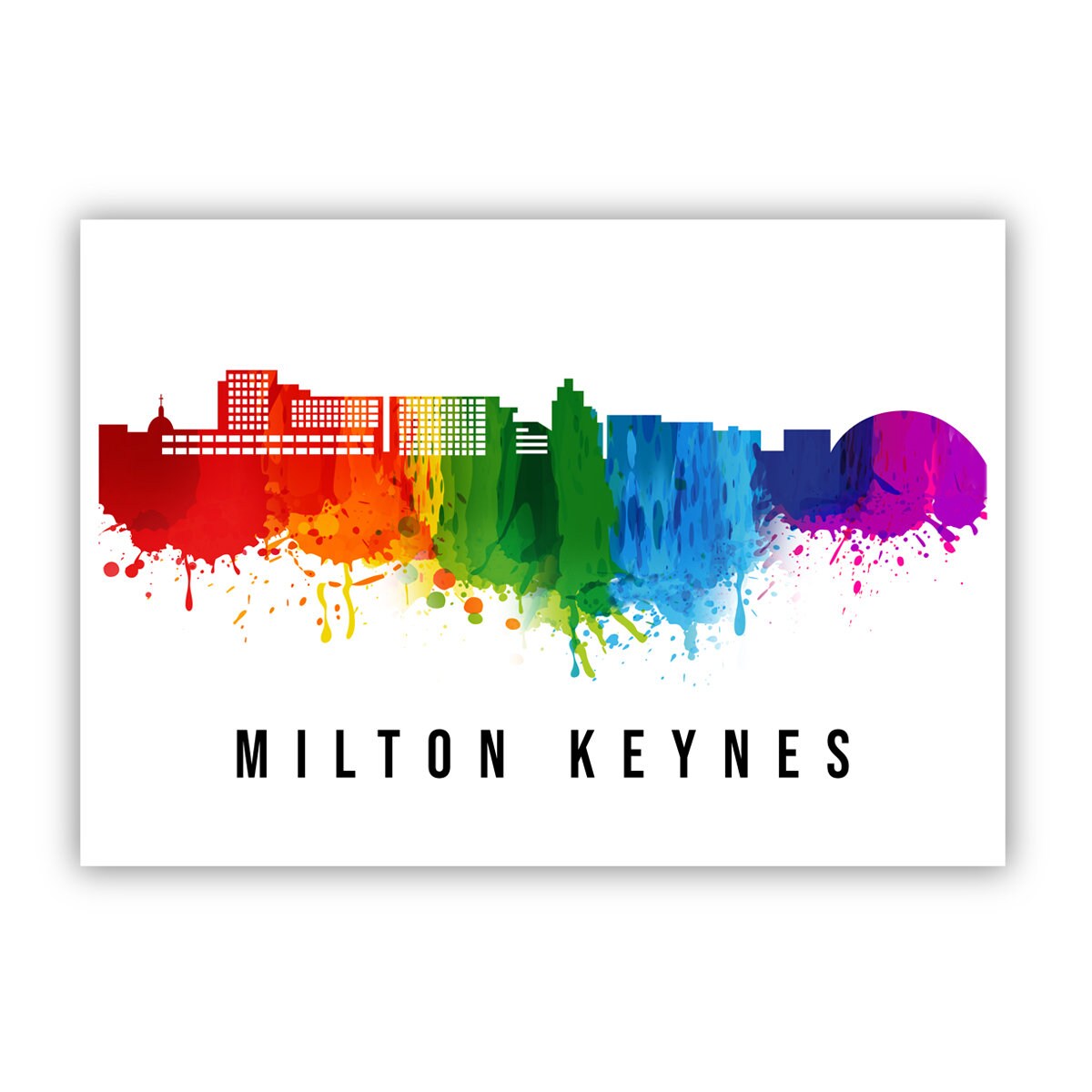 Milton Keynes England Poster, Skyline poster cityscape poster, Landmark City Illustration poster, Home wall decoration, Office wall art