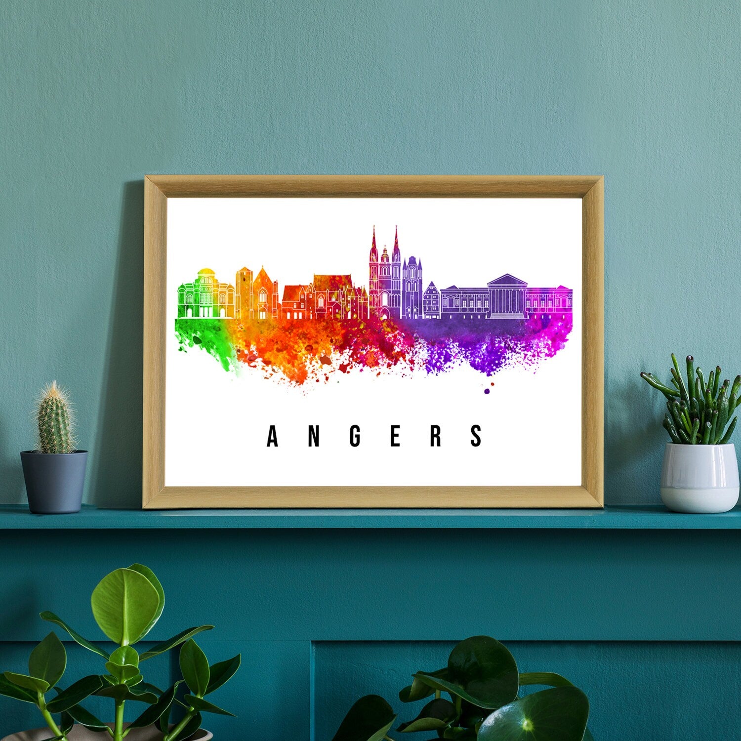 Angers France Poster, Skyline poster cityscape poster, France Landmark City Illustration poster, Home wall art, Office wall art, France art