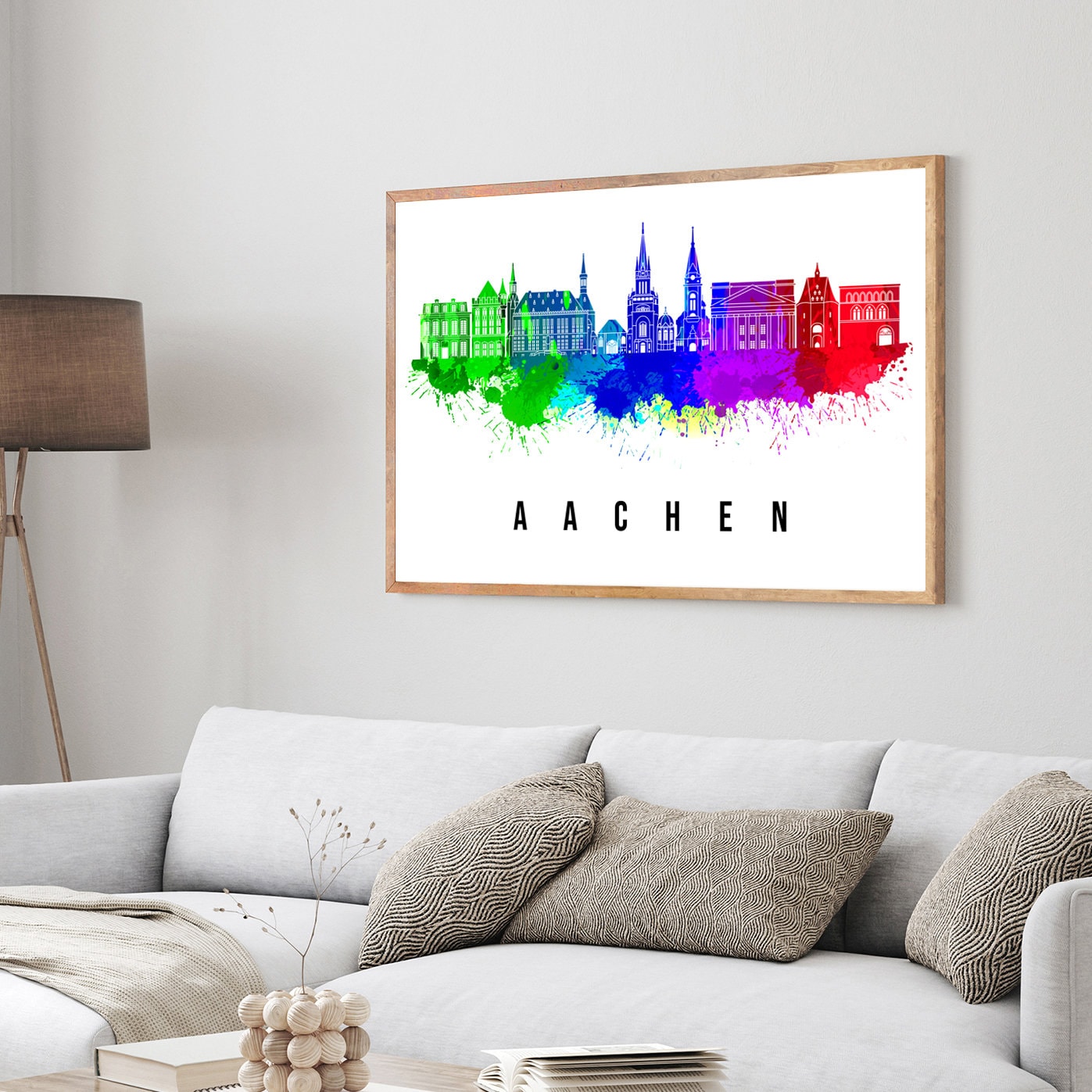 Aachen Germany Poster, Skyline poster cityscape poster, Germany Landmark City Illustration poster, Home wall art, Office wall art, Germany