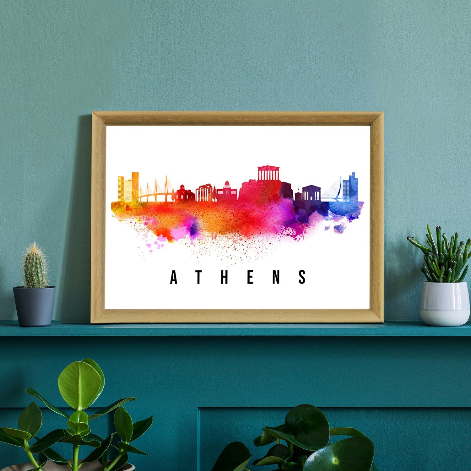 Athens Greece Poster, Skyline poster cityscape poster, Greece Landmark City Illustration poster, Home wall art, Office wall art, Greece art