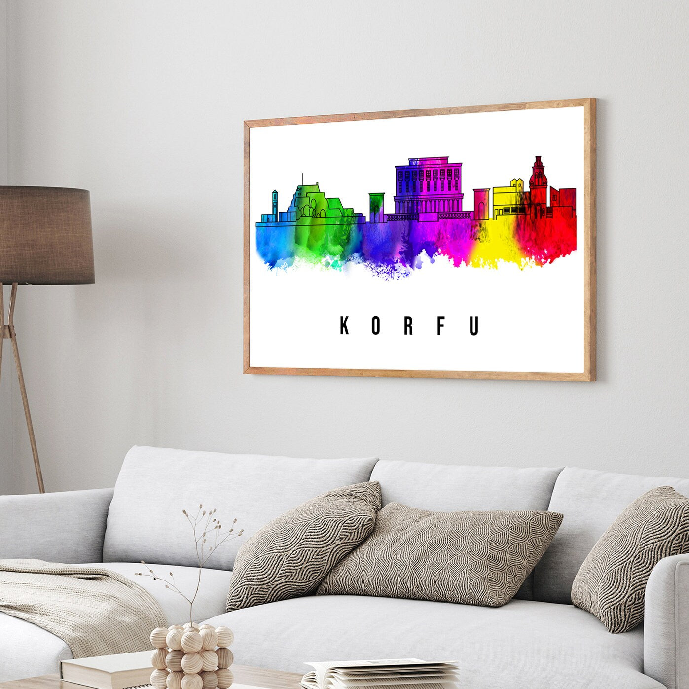 Corfu Greece Poster, Skyline poster cityscape poster, Greece Landmark City Illustration poster, Home wall art, Office wall art, Greece art