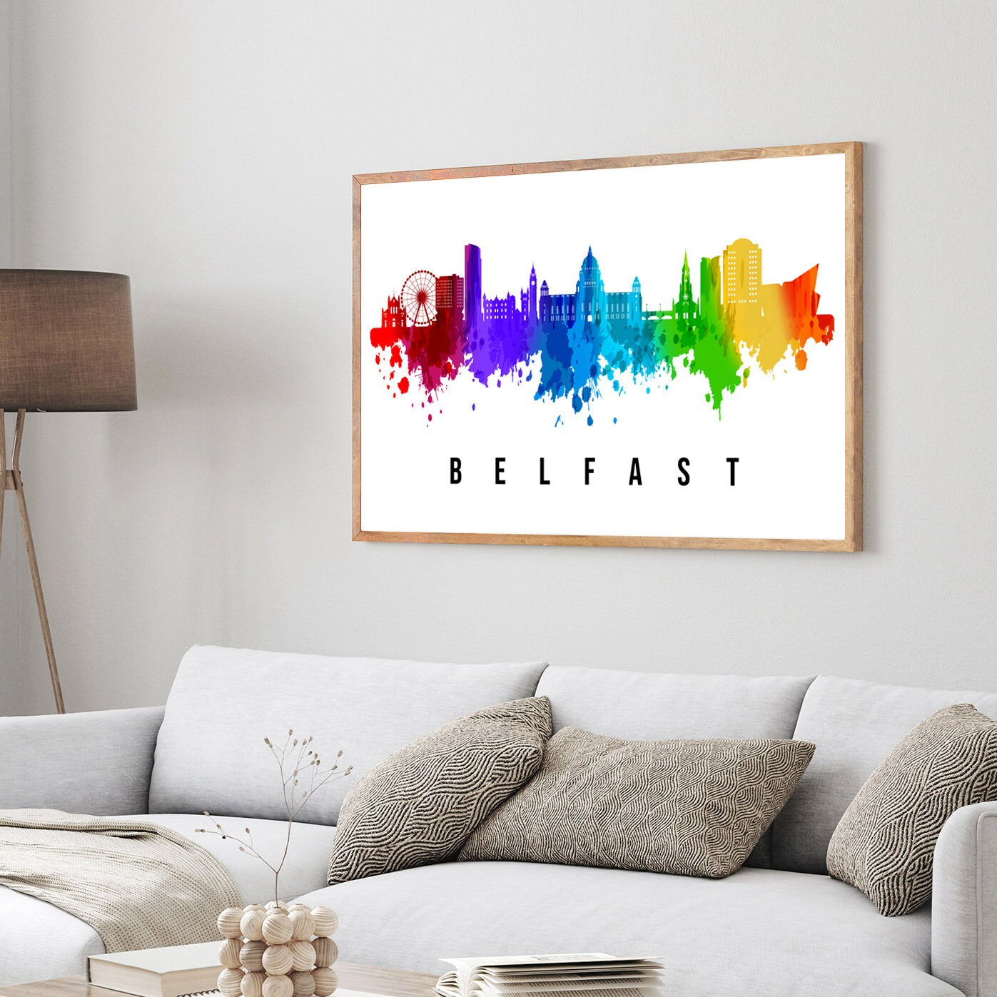 Belfast Ireland Poster, Skyline poster cityscape poster, Ireland Landmark City Illustration poster, Home wall art, Office wall art, Ireland