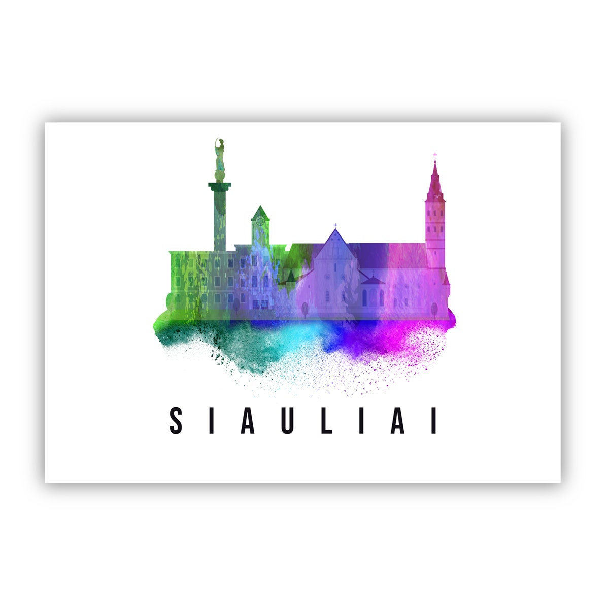 Siauliai Lithuania Poster, Skyline poster cityscape poster, Lithuania Landmark City Illustration poster, Home wall art, Office wall art
