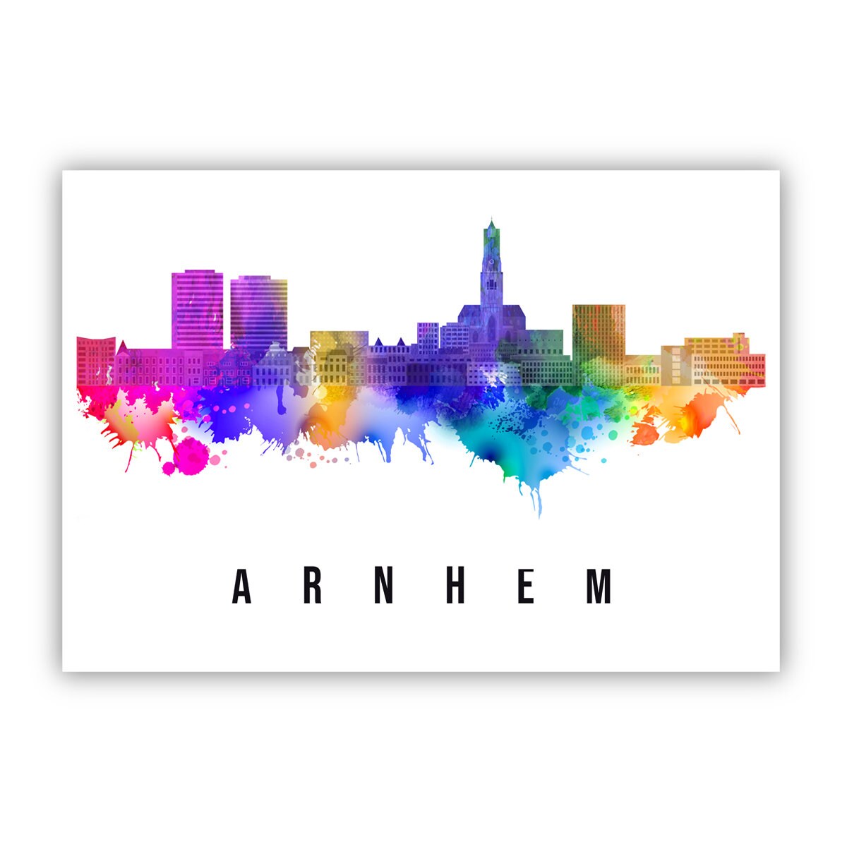 Arnhem Netherland Poster, Skyline poster cityscape poster, Netherland Landmark City Illustration poster, Home wall art, Office wall art