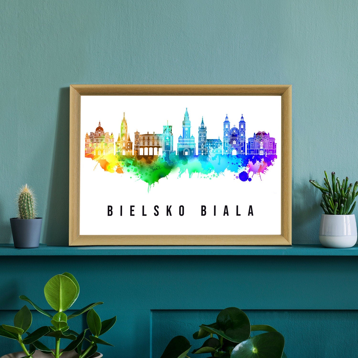 Bielsko Biala Poland Poster, Skyline poster cityscape poster, Poland Landmark City Illustration poster, Home wall art, Office wall art