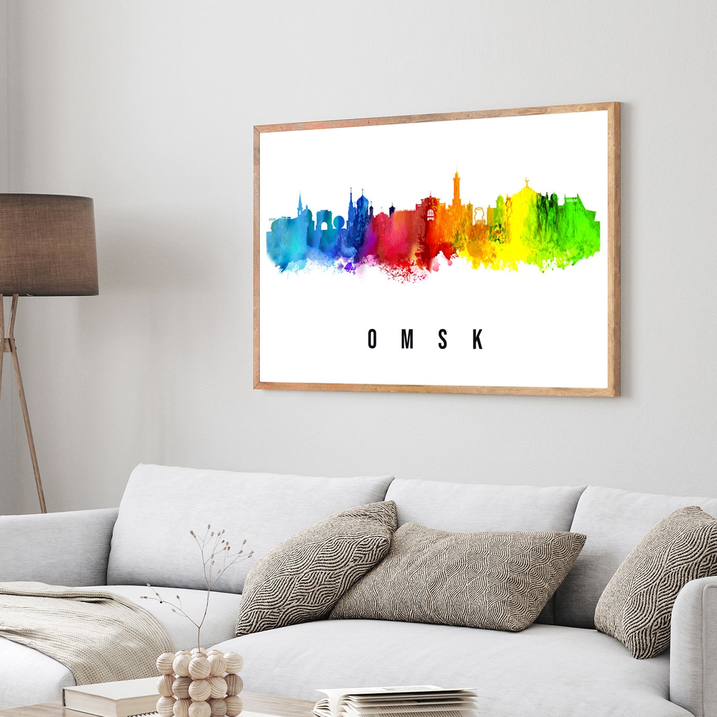 Russia Omsk Poster, Skyline poster cityscape poster, Russia Landmark City Illustration poster, Home wall art, Office wall art