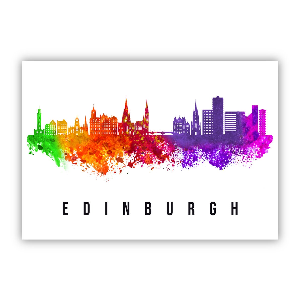 Scotland Edinburg Poster, Skyline poster cityscape poster, Scotland Landmark City Illustration poster, Home wall art, Office wall art