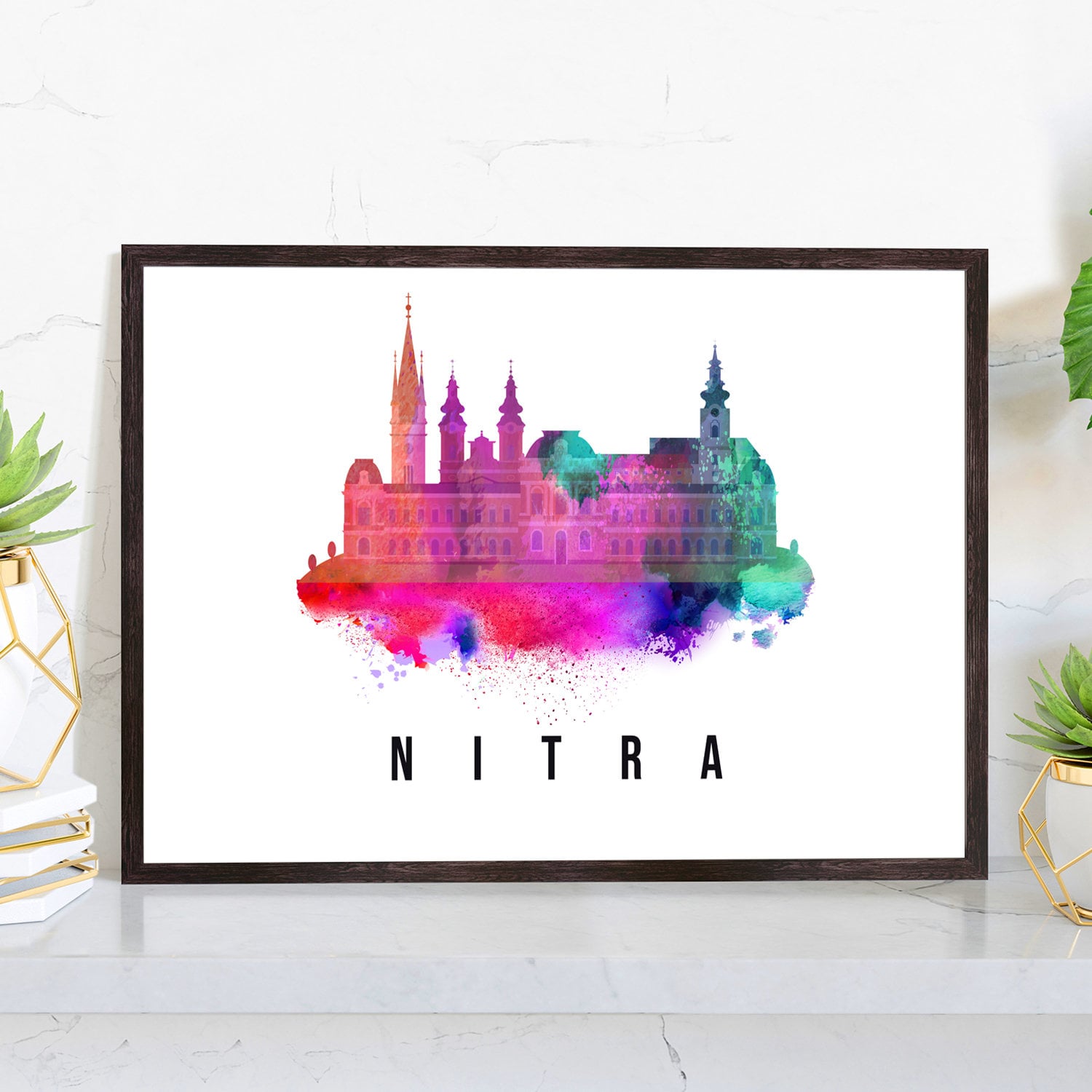 Nitra Slovakia Poster, Skyline cityscape poster, Slovakia Landmark City Illustration poster, Home wall art, Office wall art