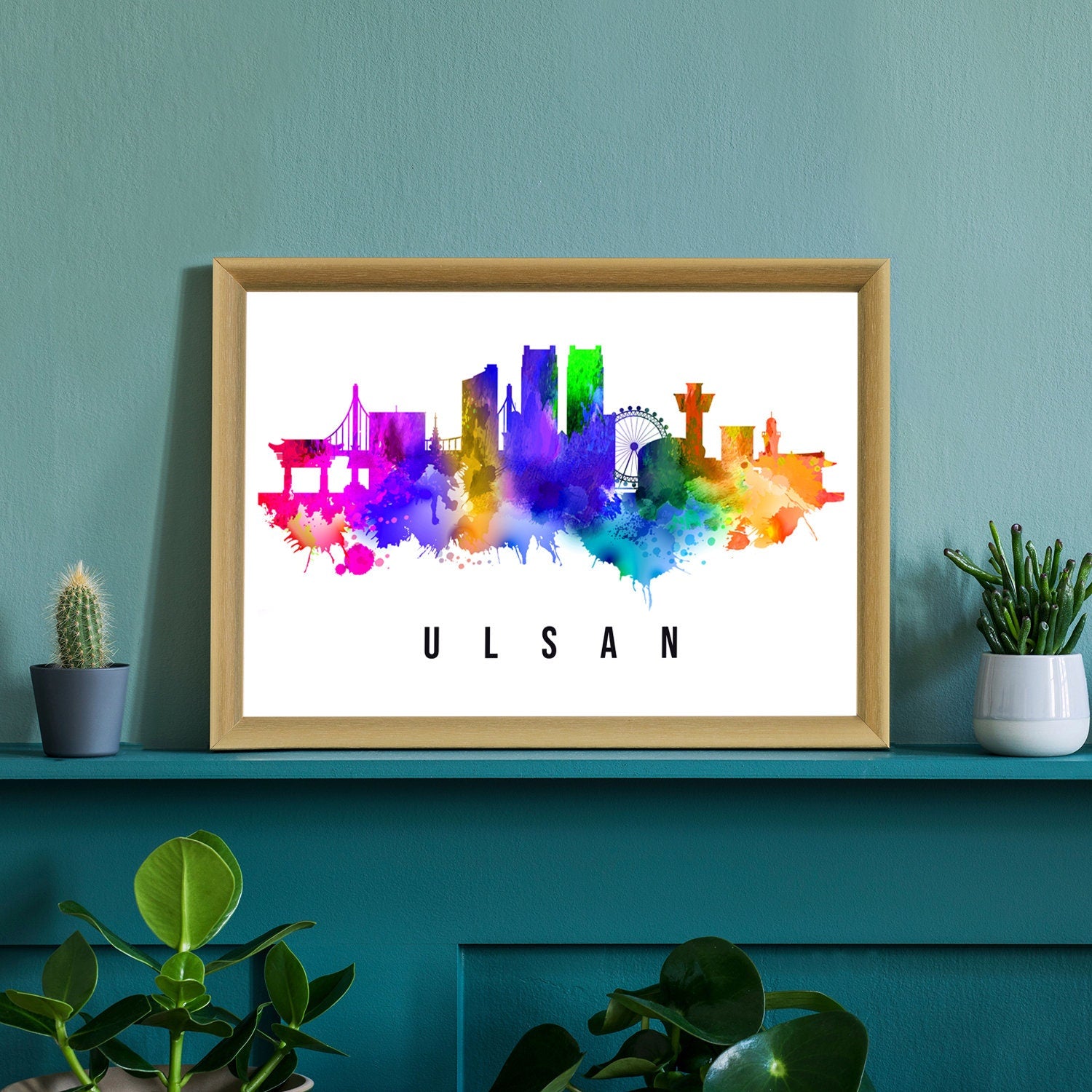 Ulsan South Korea Poster, Skyline cityscape poster, South Korea Landmark City Illustration poster, Home wall art, Office wall art