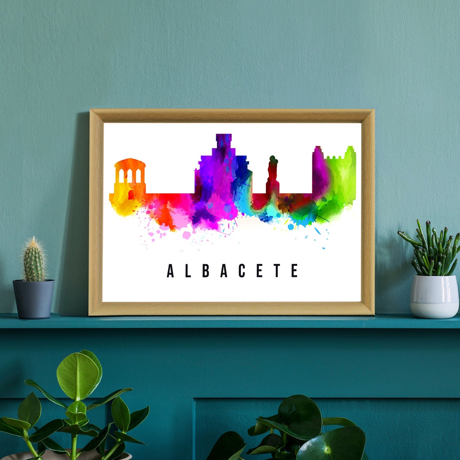 Albacete Spain Poster, Skyline cityscape poster, Spain Albacete Landmark City Illustration poster, Home wall art, Office wall art