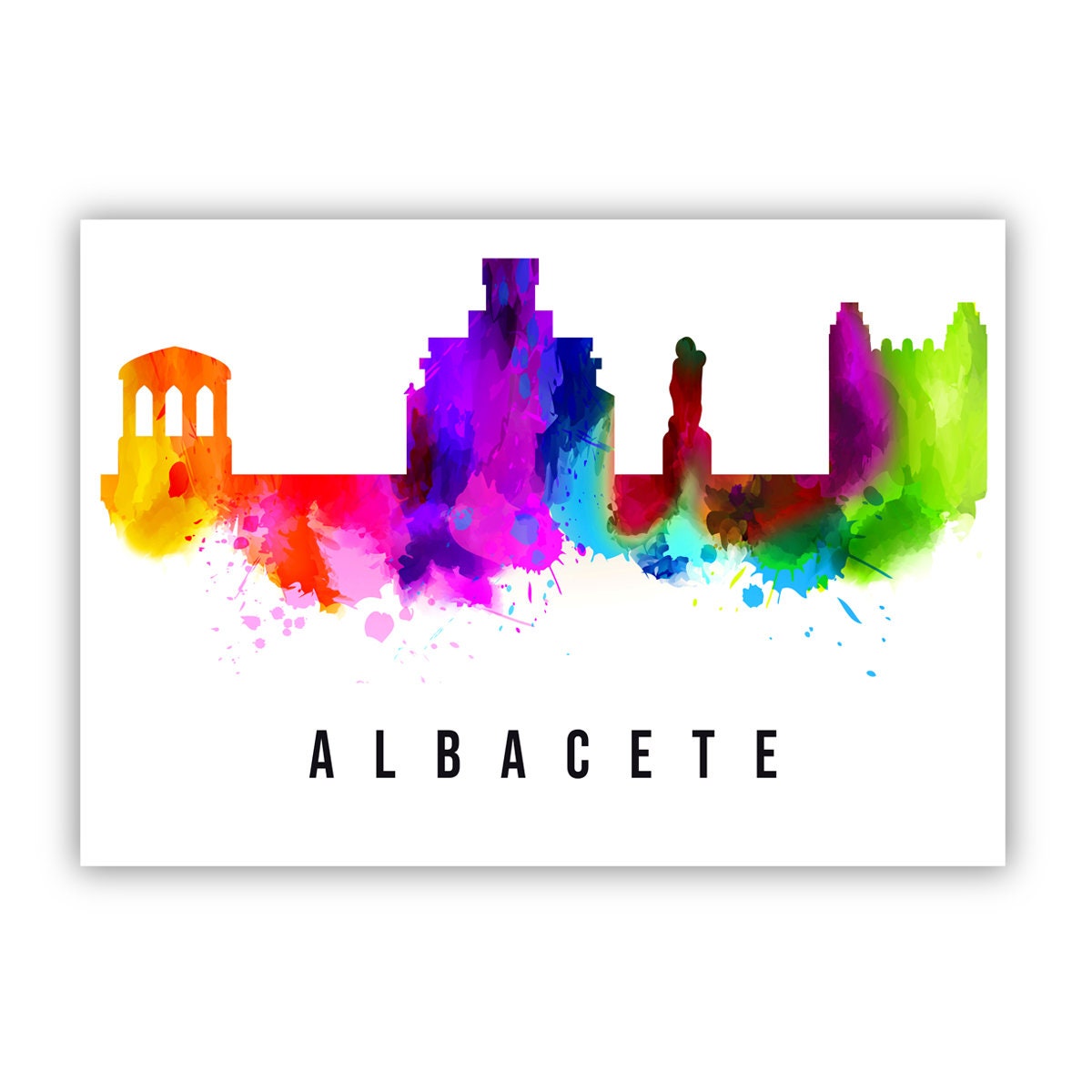 Albacete Spain Poster, Skyline cityscape poster, Spain Albacete Landmark City Illustration poster, Home wall art, Office wall art