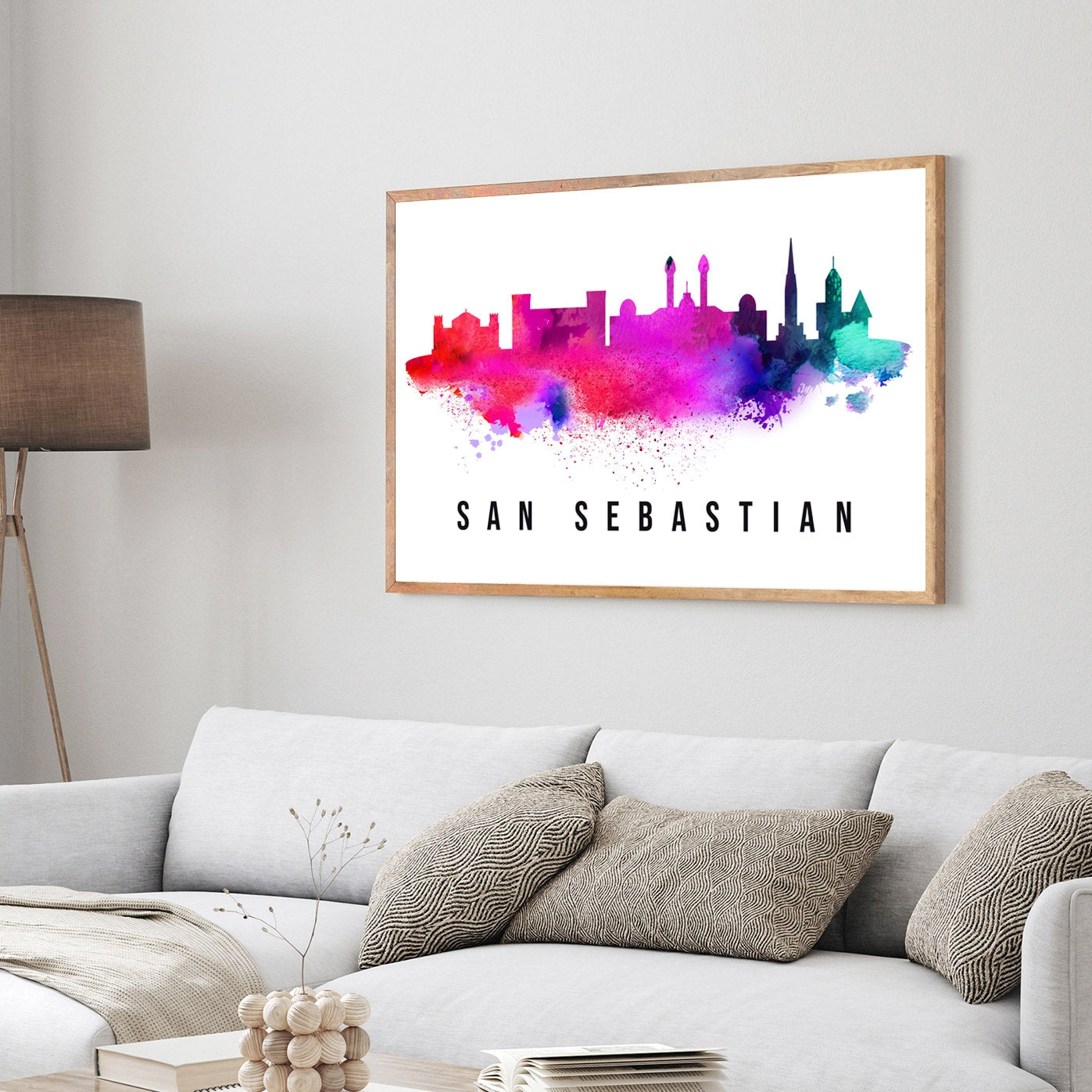San Sebastian Spain Poster, Skyline cityscape poster, Spain San Sebastian Landmark City Illustration poster, Home wall art, Office wall art