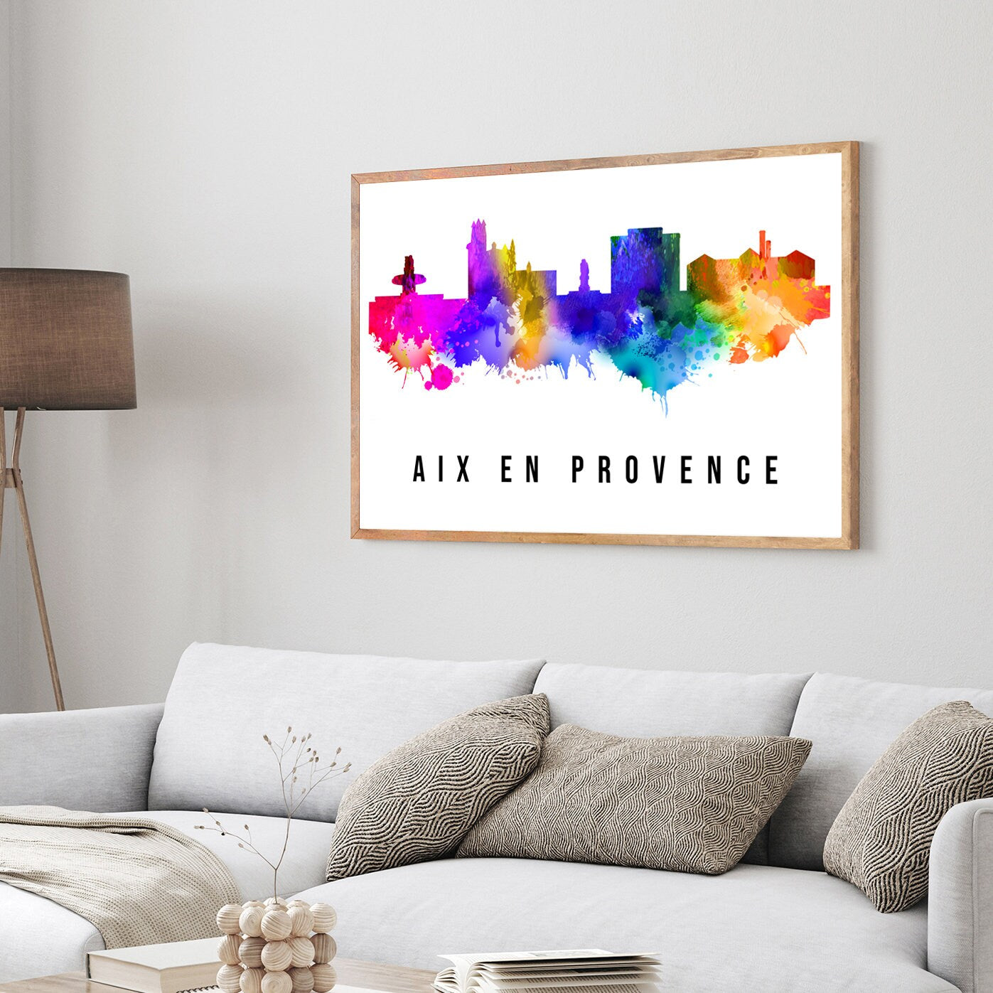 Aix En Provence Poster, Skyline poster cityscape poster, France Landmark City Illustration poster, Home wall decoration, Office wall art