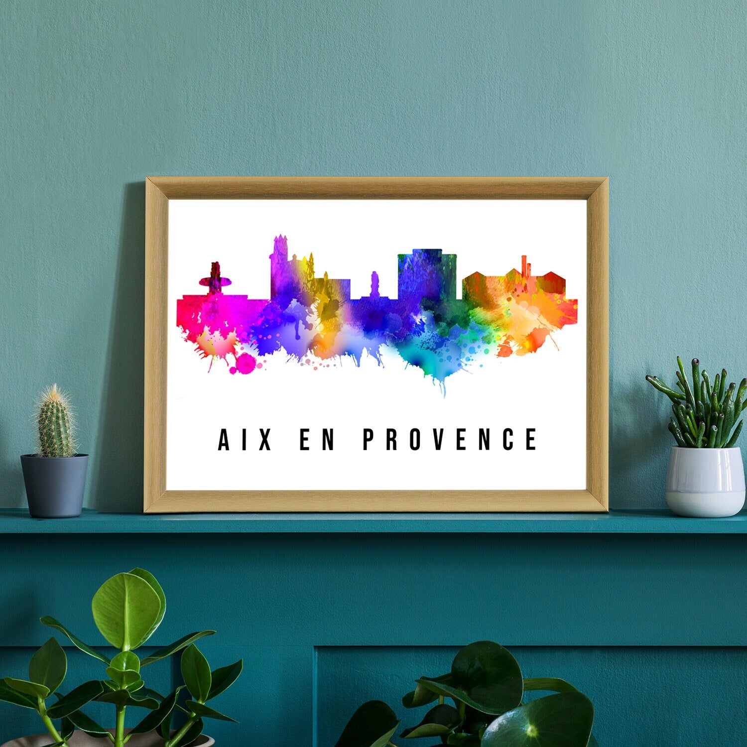 Aix En Provence Poster, Skyline poster cityscape poster, France Landmark City Illustration poster, Home wall decoration, Office wall art