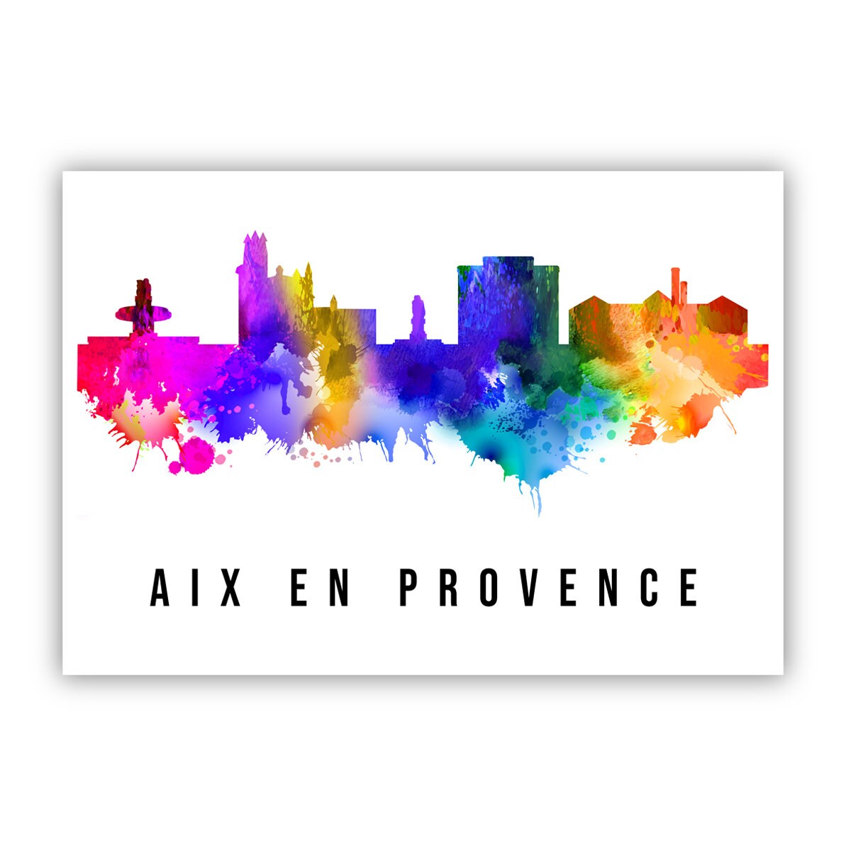 Aix En Provence Poster, Skyline poster cityscape poster, France Landmark City Illustration poster, Home wall decoration, Office wall art