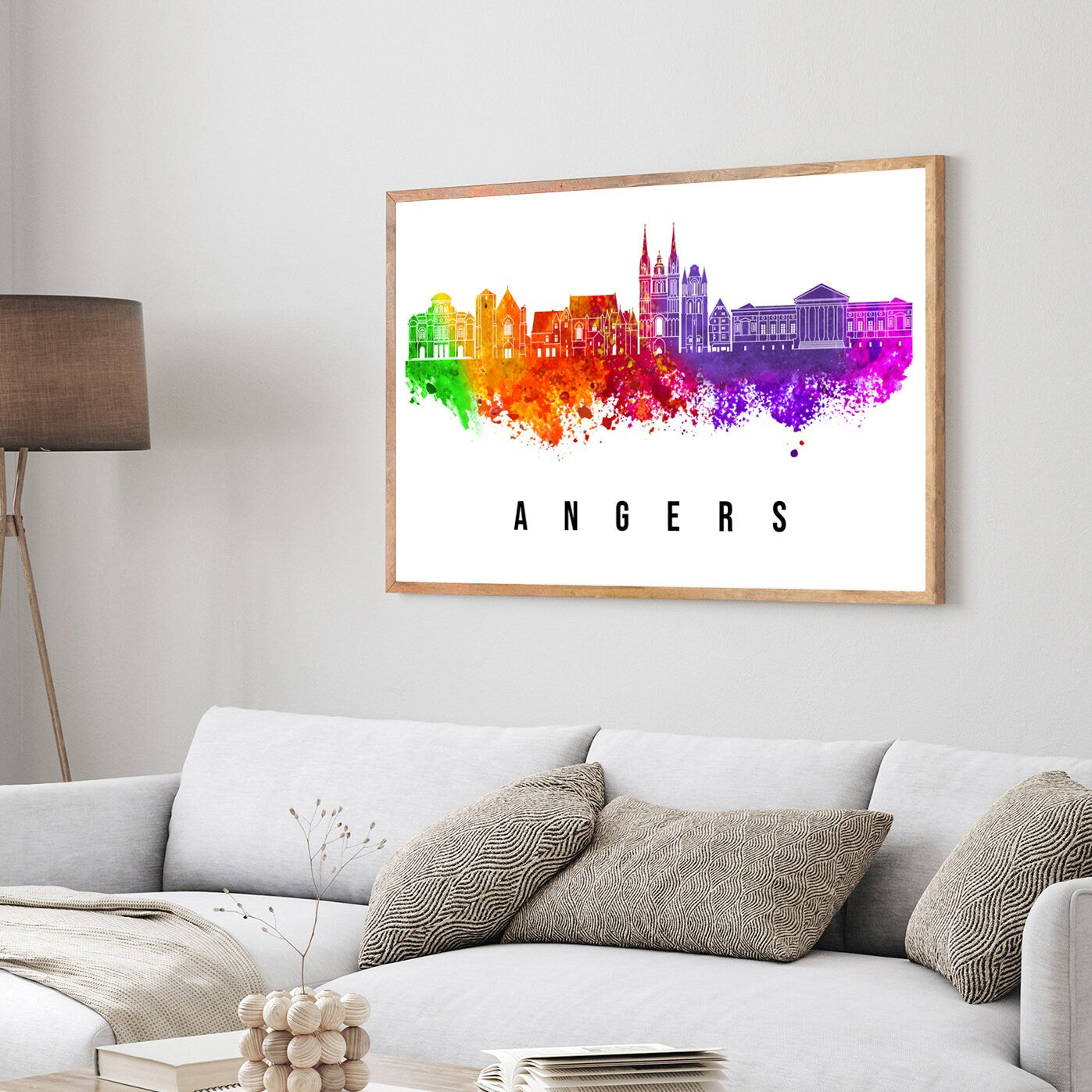 Angers France Poster, Skyline poster cityscape poster, France Landmark City Illustration poster, Home wall art, Office wall art, France art