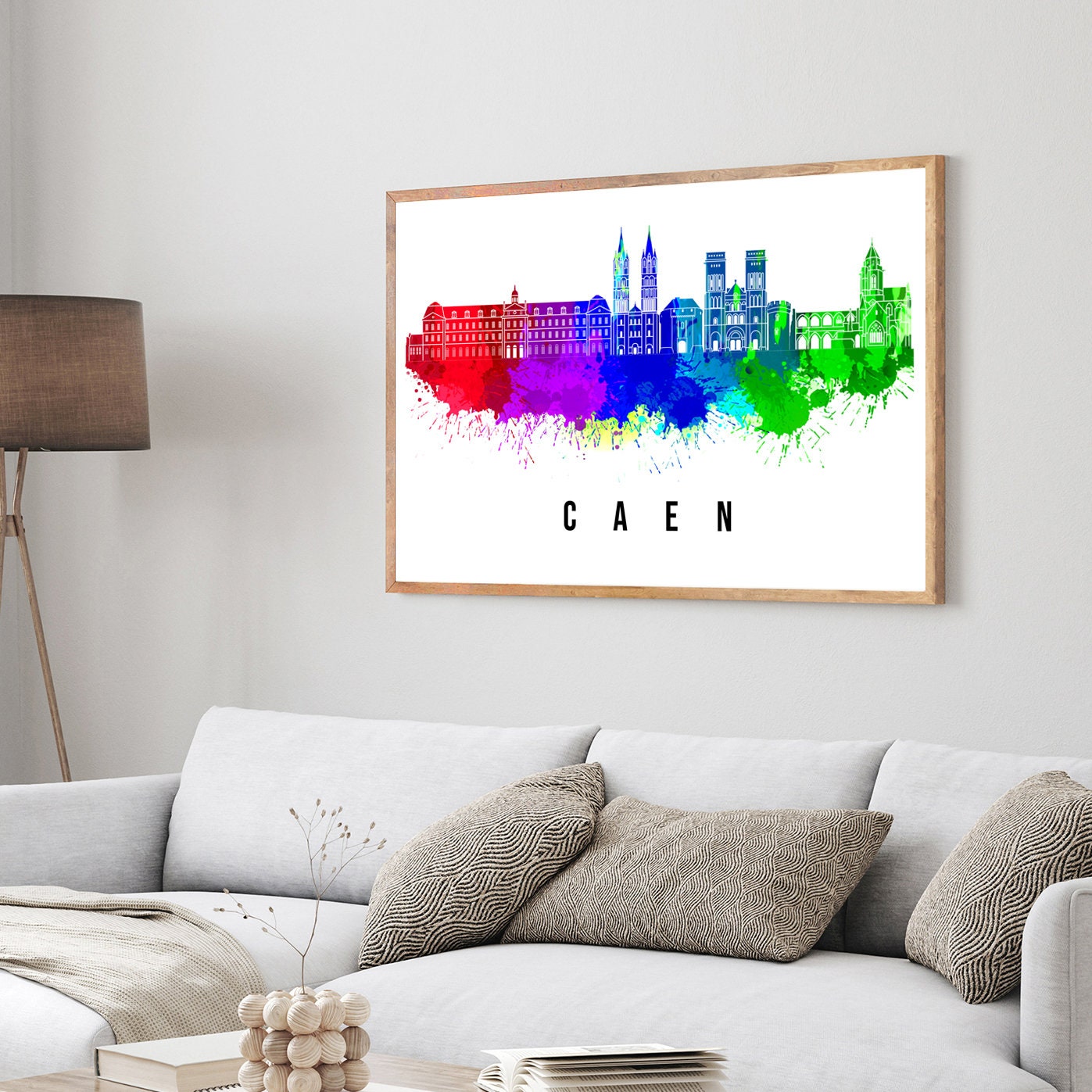 Caen France Poster, Skyline poster cityscape poster, France Landmark City Illustration poster, Home wall art, Office wall art, France art