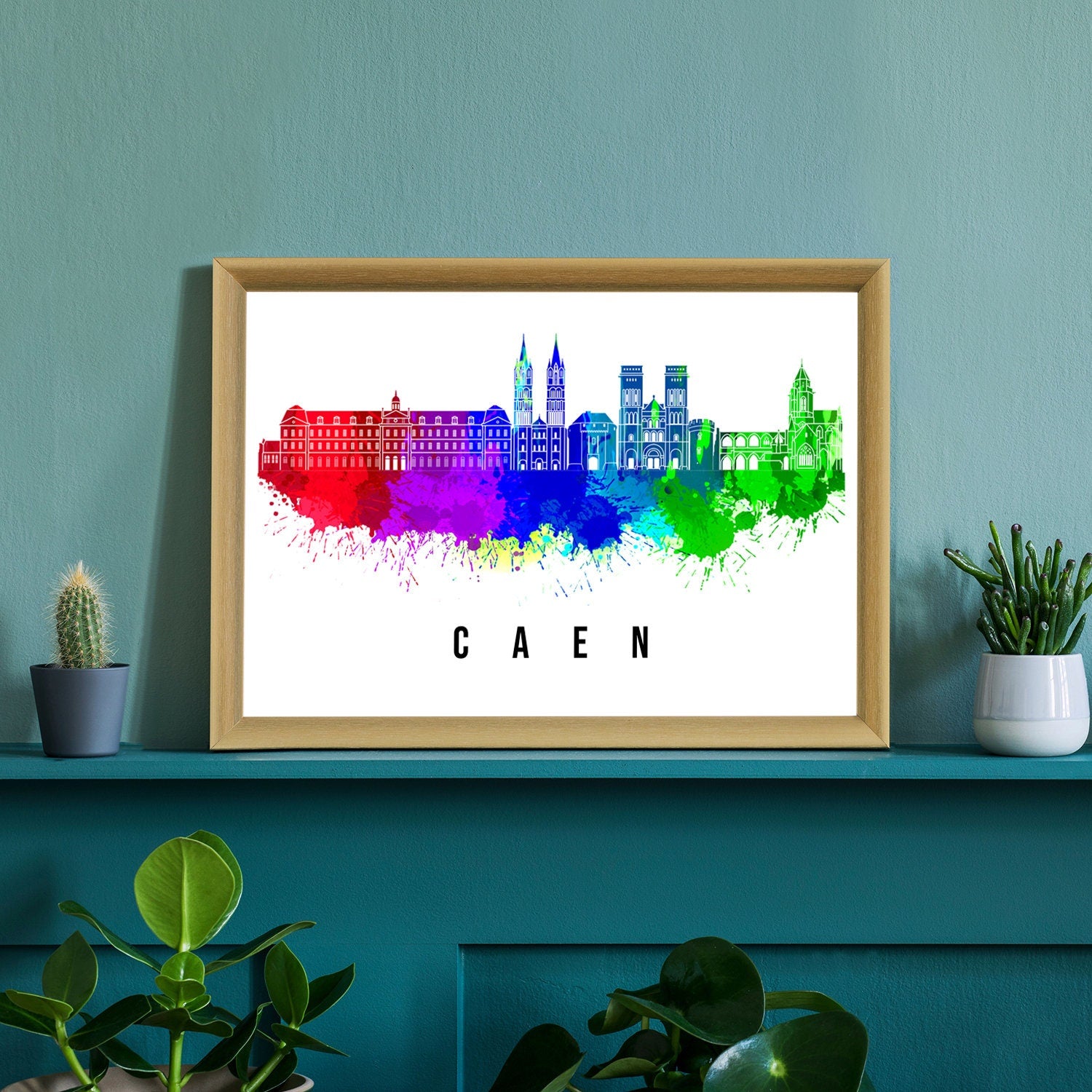 Caen France Poster, Skyline poster cityscape poster, France Landmark City Illustration poster, Home wall art, Office wall art, France art