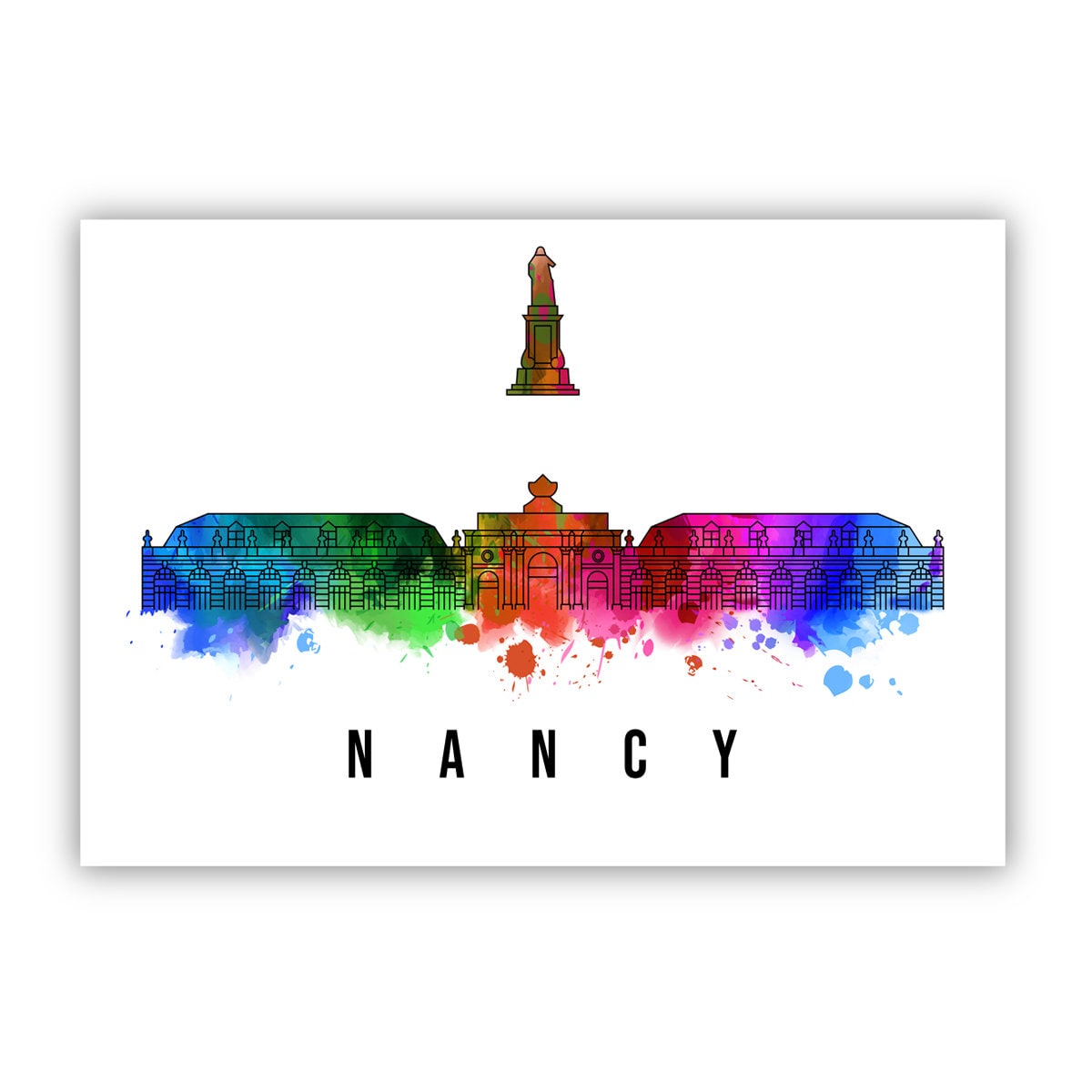 Nancy France Poster, Skyline poster cityscape poster, France Landmark City Illustration poster, Home wall art, Office wall art, France art