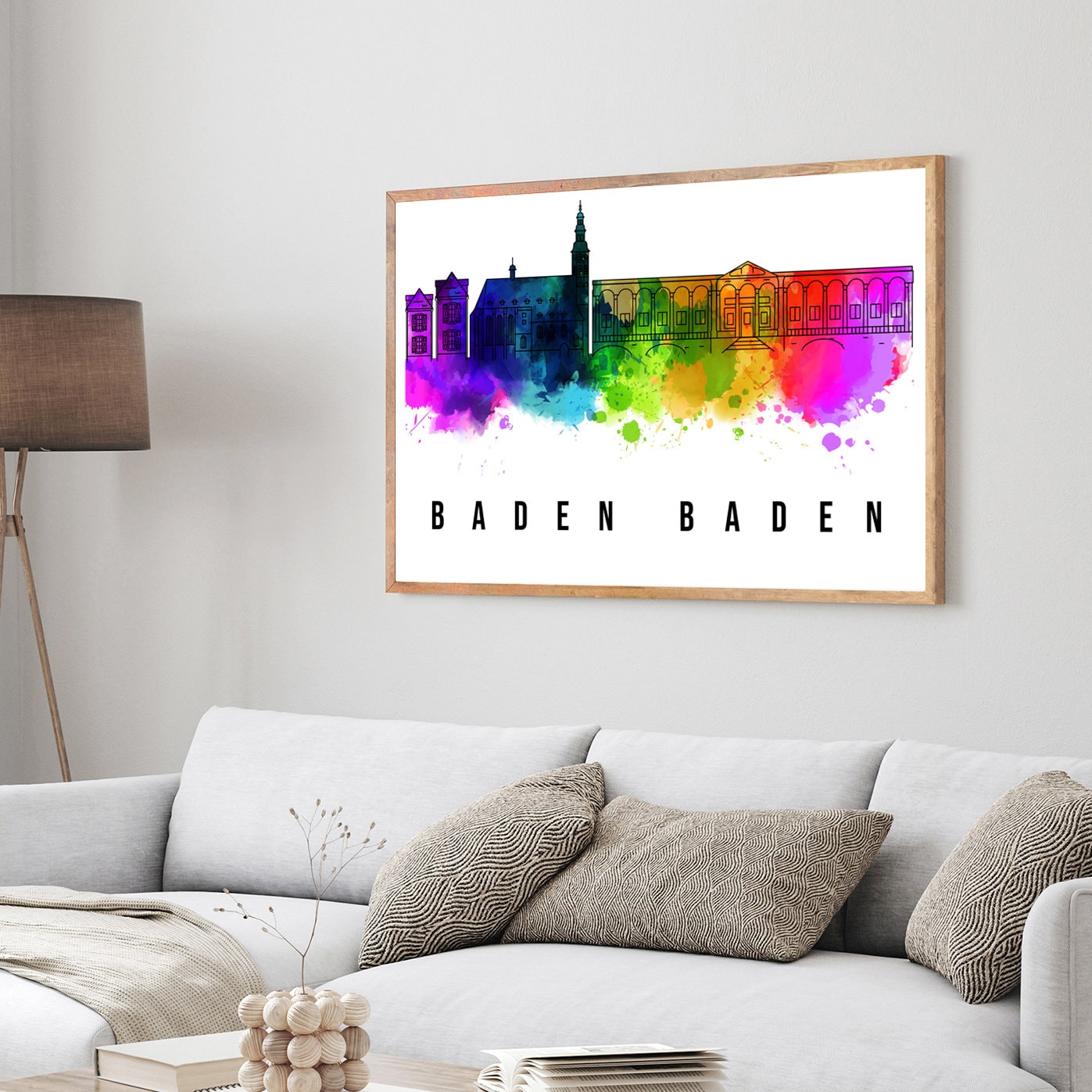 Baden Baden Germany Poster, Skyline poster cityscape poster, Germany Landmark City Illustration poster, Home wall art, Office wall art