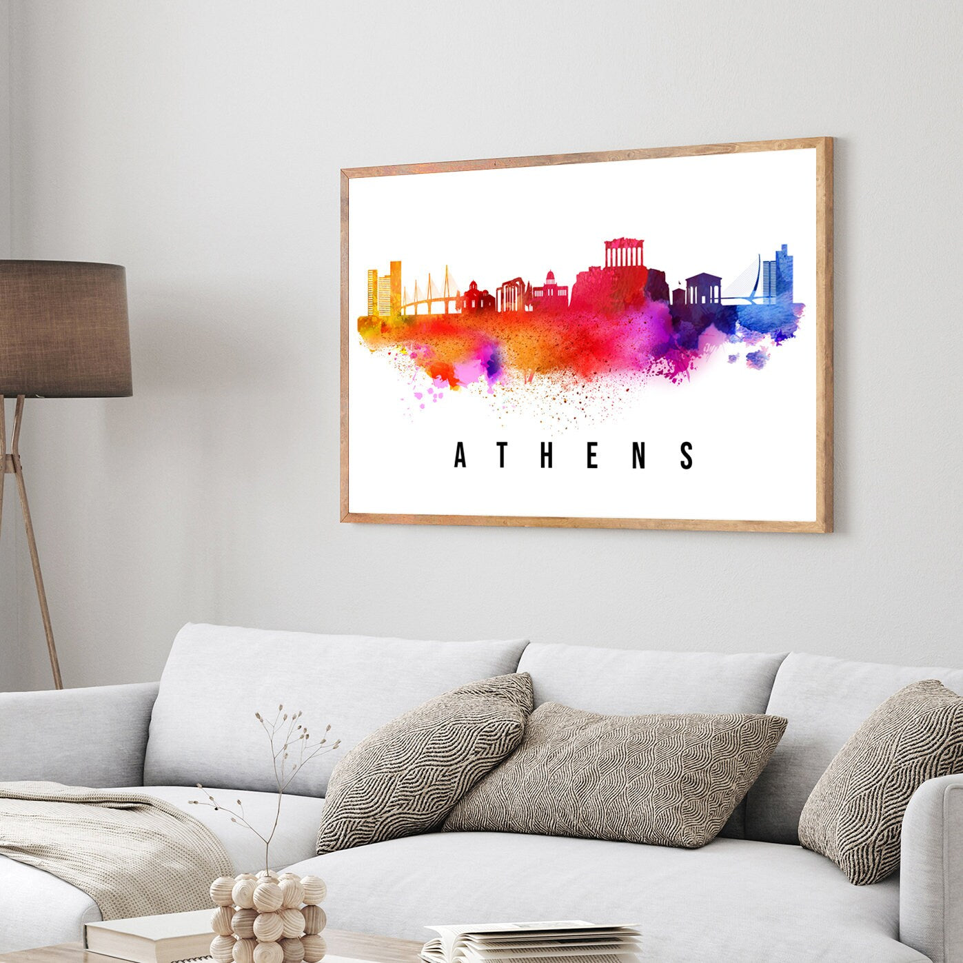 Athens Greece Poster, Skyline poster cityscape poster, Greece Landmark City Illustration poster, Home wall art, Office wall art, Greece art