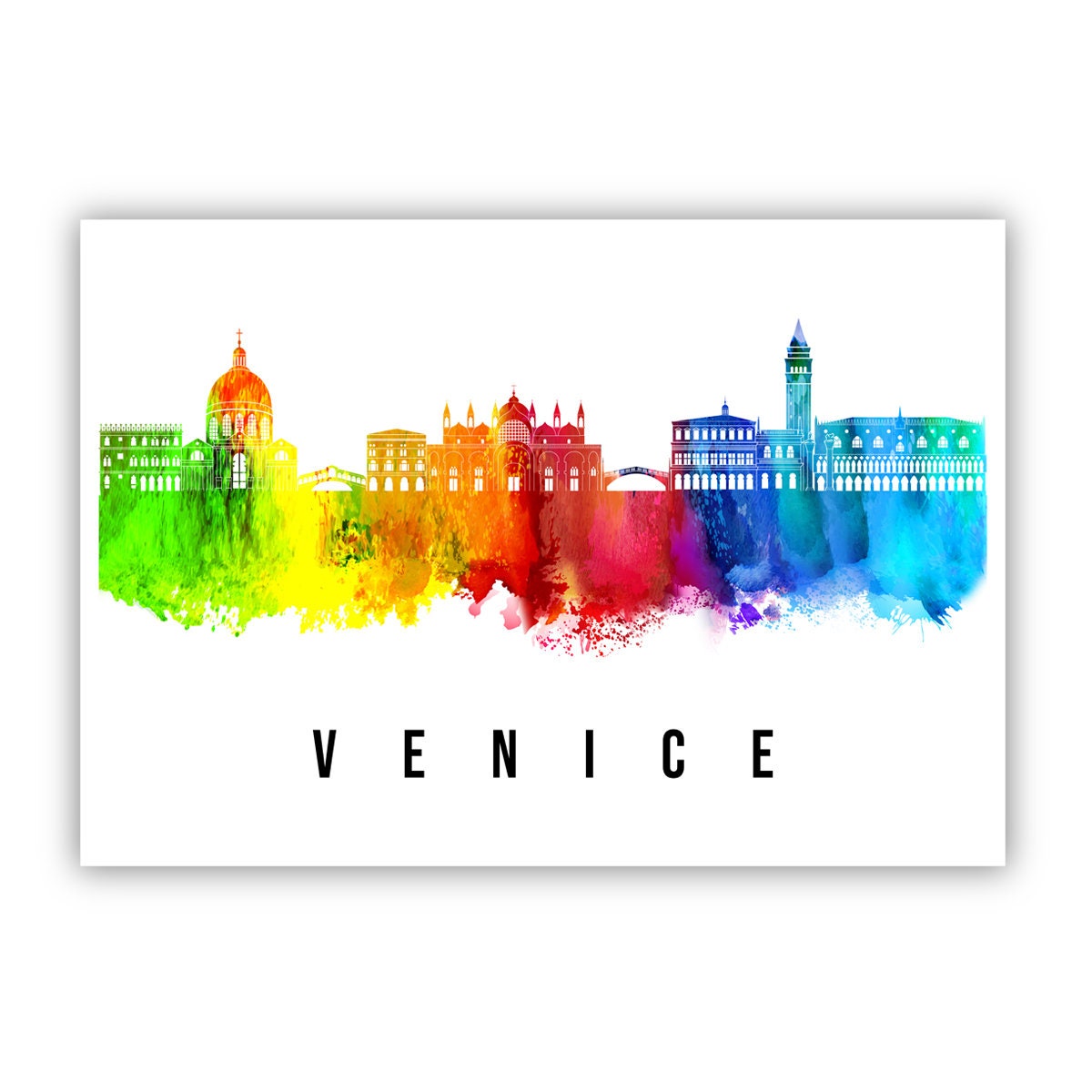 Venice Italy Poster, Skyline poster cityscape poster, Italy Landmark City Illustration poster, Home wall art, Office wall art, Italy