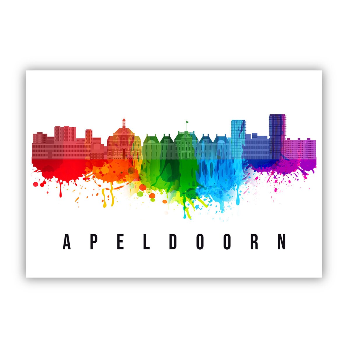 Apeldoorn Netherland Poster, Skyline poster cityscape poster, Netherland Landmark City Illustration poster, Home wall art, Office wall art