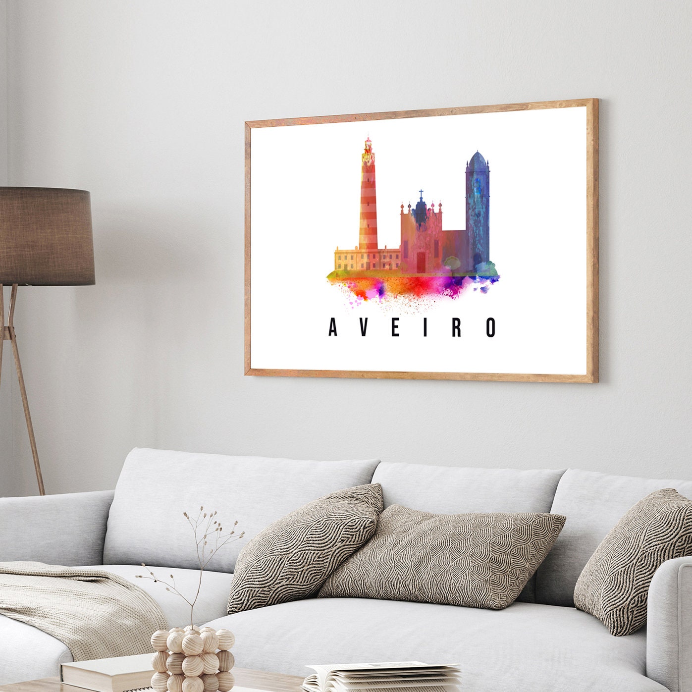 Aveiro Portugal Poster, Skyline poster cityscape poster, Portugal Landmark City Illustration poster, Home wall art, Office wall art