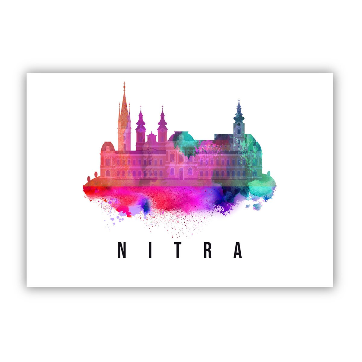 Nitra Slovakia Poster, Skyline cityscape poster, Slovakia Landmark City Illustration poster, Home wall art, Office wall art