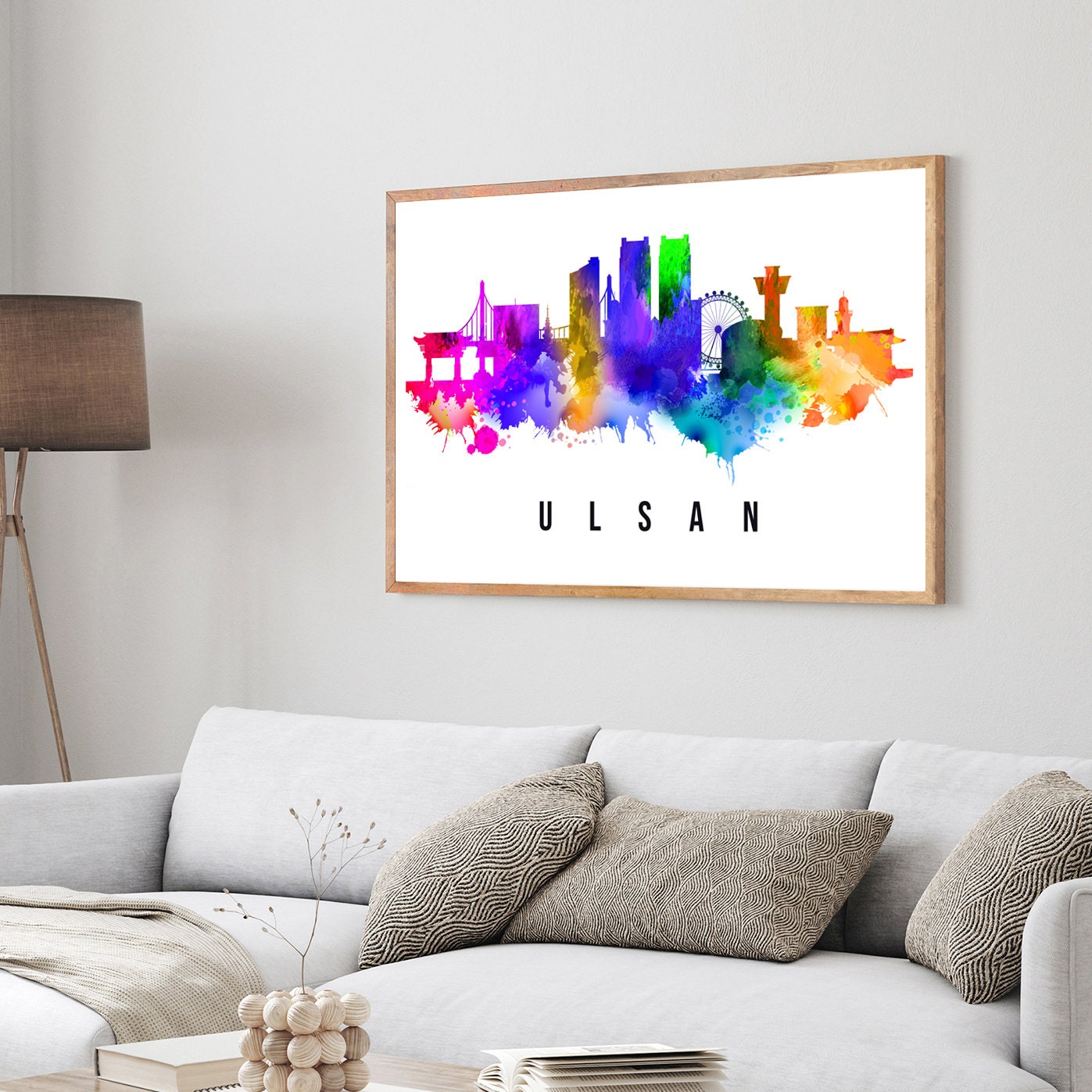 Ulsan South Korea Poster, Skyline cityscape poster, South Korea Landmark City Illustration poster, Home wall art, Office wall art