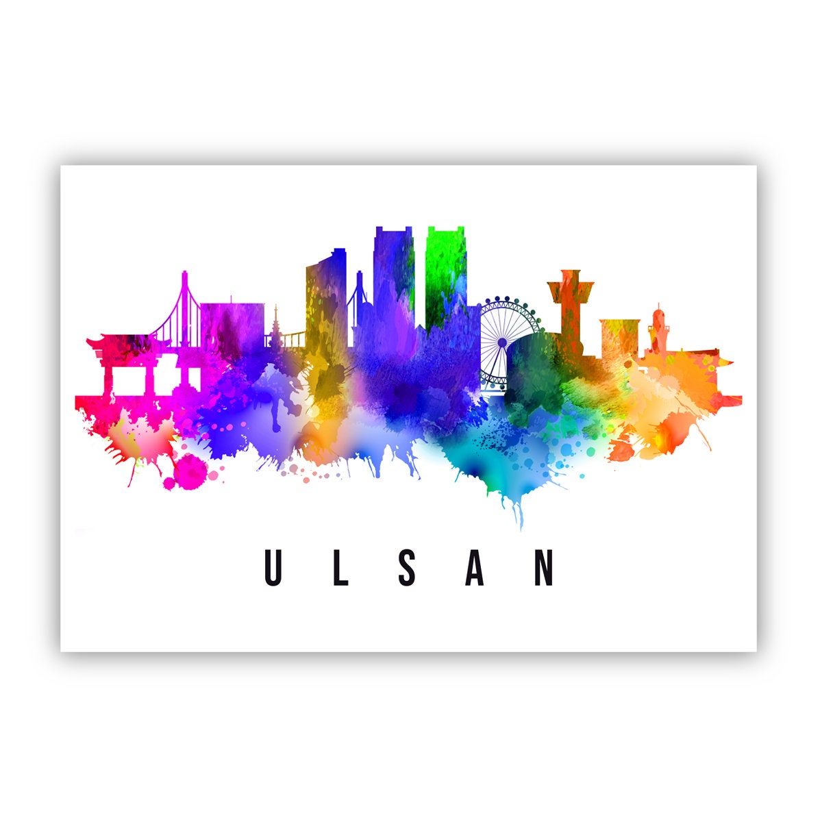 Ulsan South Korea Poster, Skyline cityscape poster, South Korea Landmark City Illustration poster, Home wall art, Office wall art