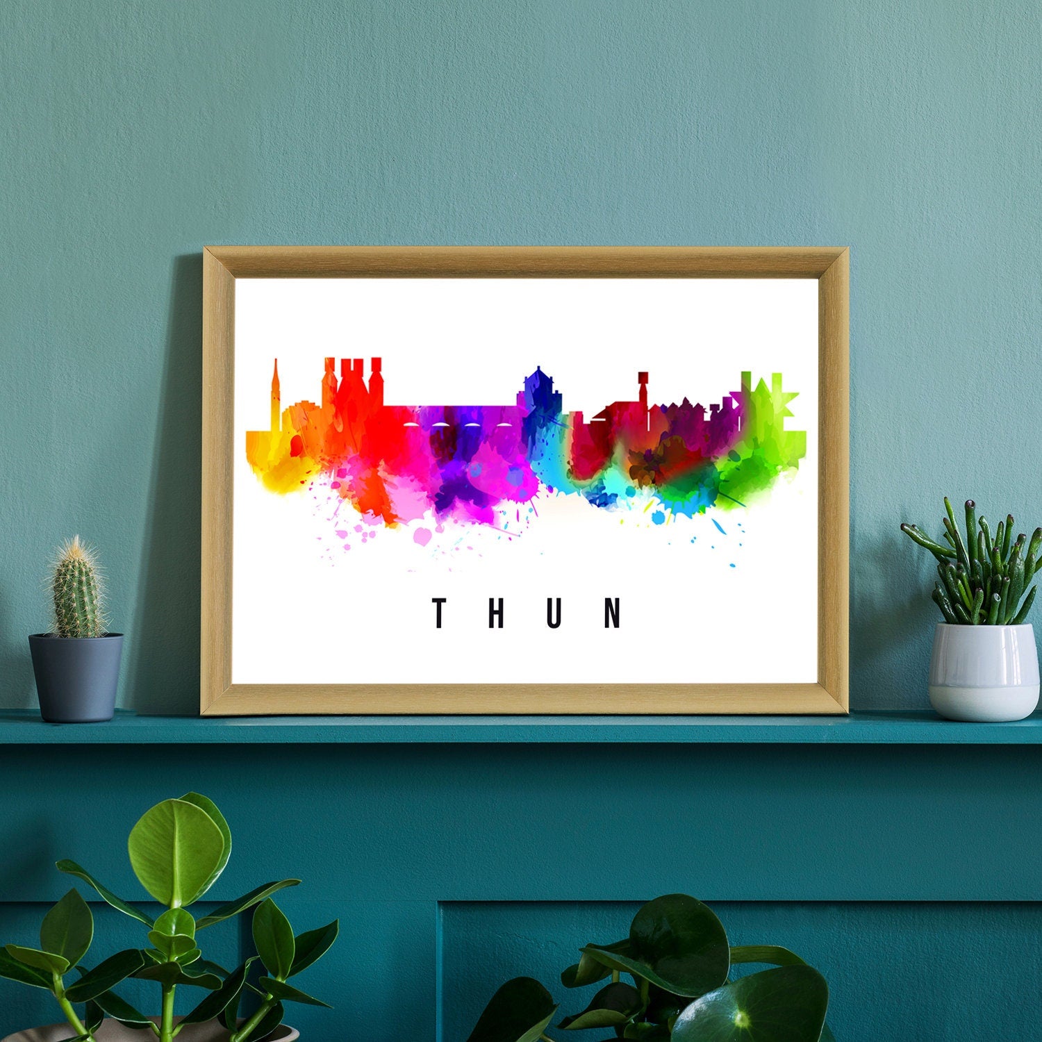 Thun Switzerland Poster, Skyline cityscape poster, Switzerland Landmark City Illustration poster, Home wall art, Office wall art