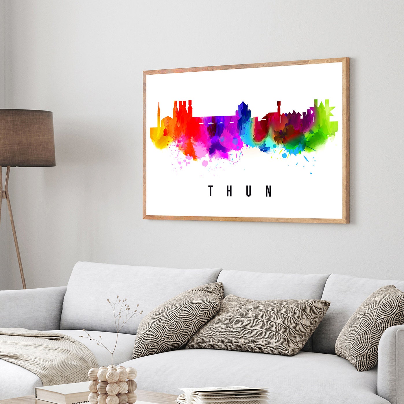 Thun Switzerland Poster, Skyline cityscape poster, Switzerland Landmark City Illustration poster, Home wall art, Office wall art