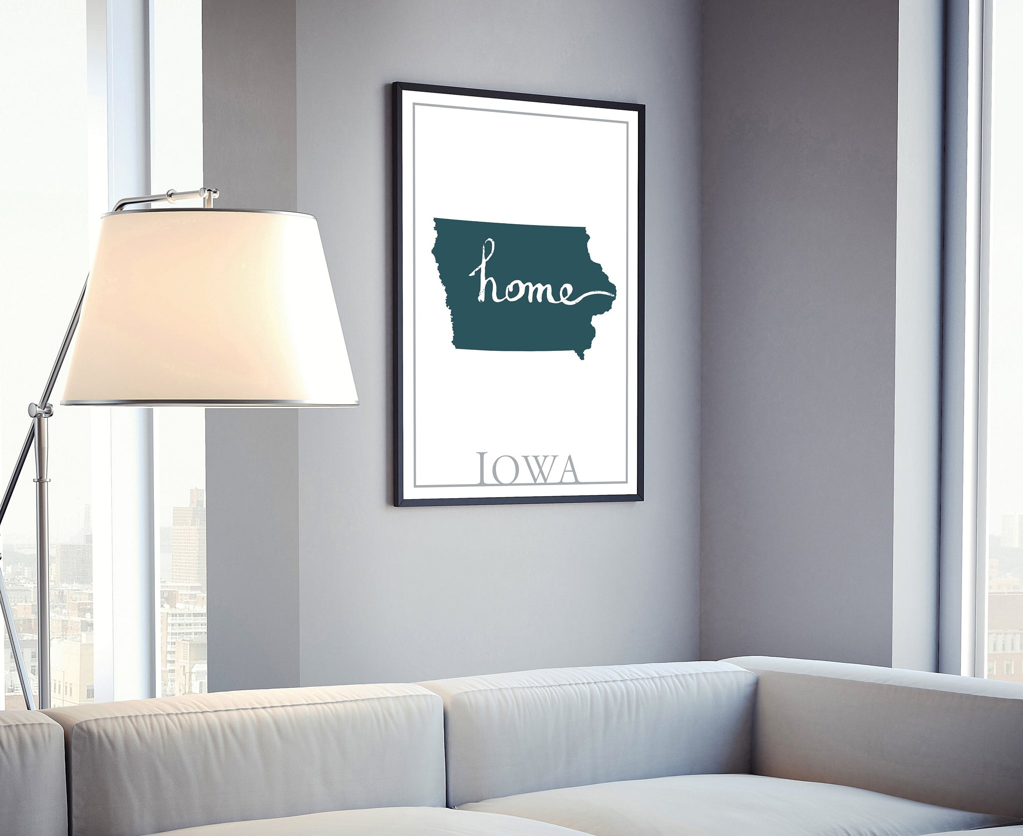 Iowa Modern Map Poster Print