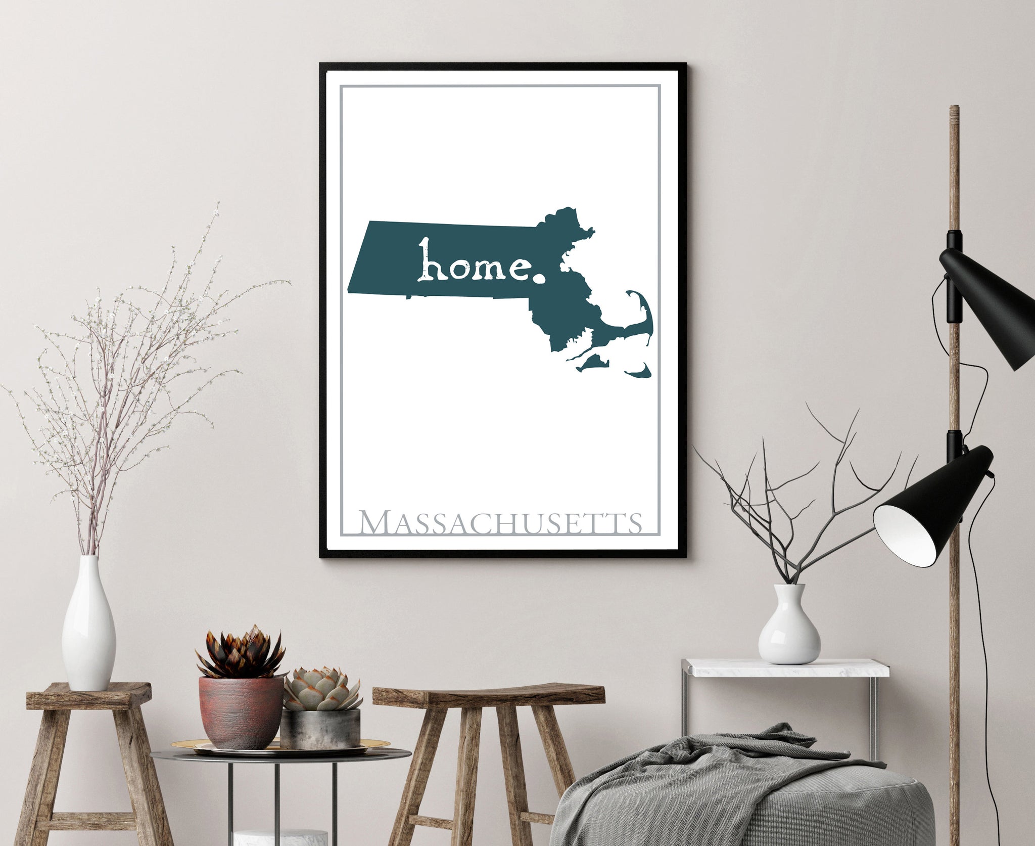 Massachusetts Modern Map Print
