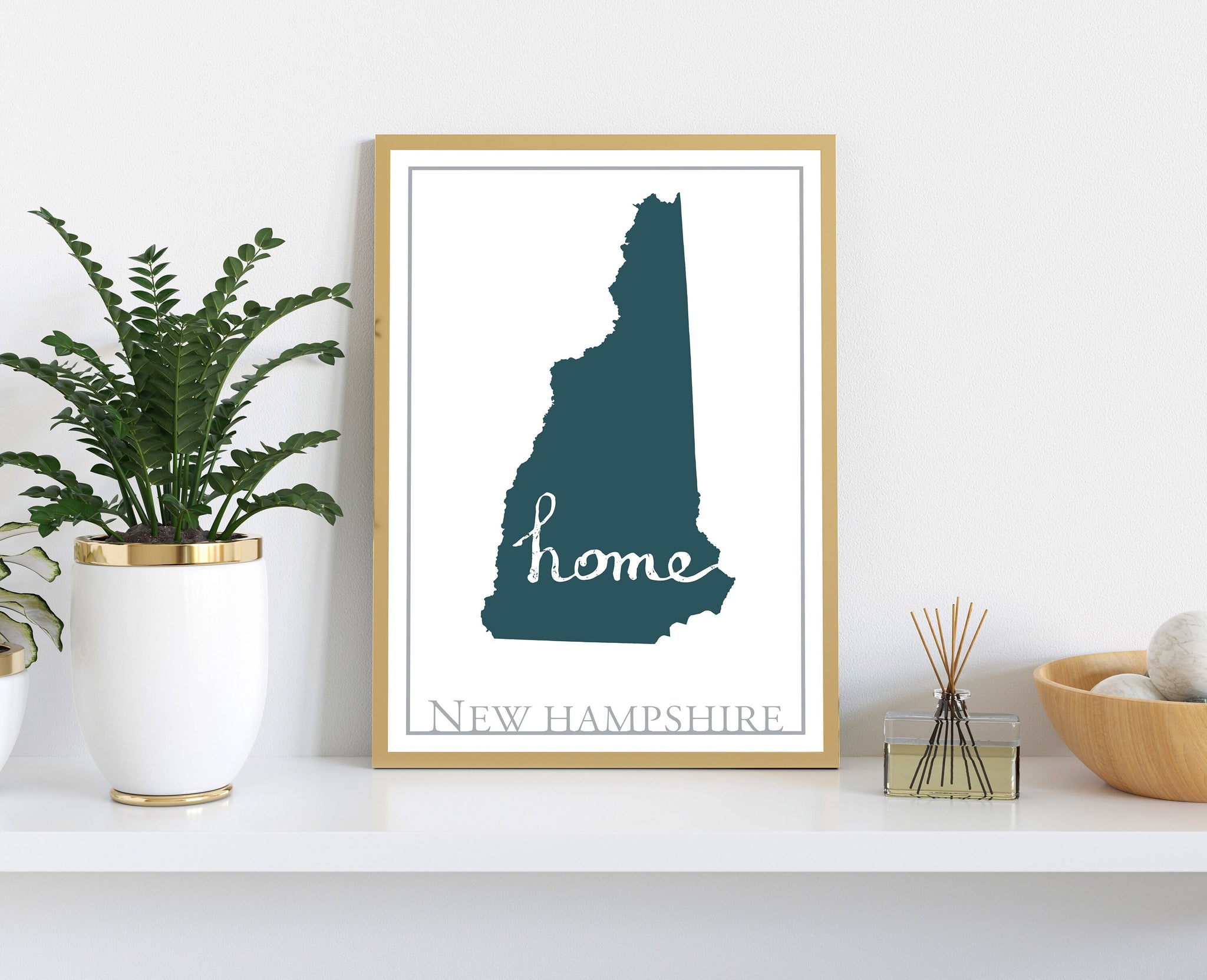 New Hampshire Modern Map Print