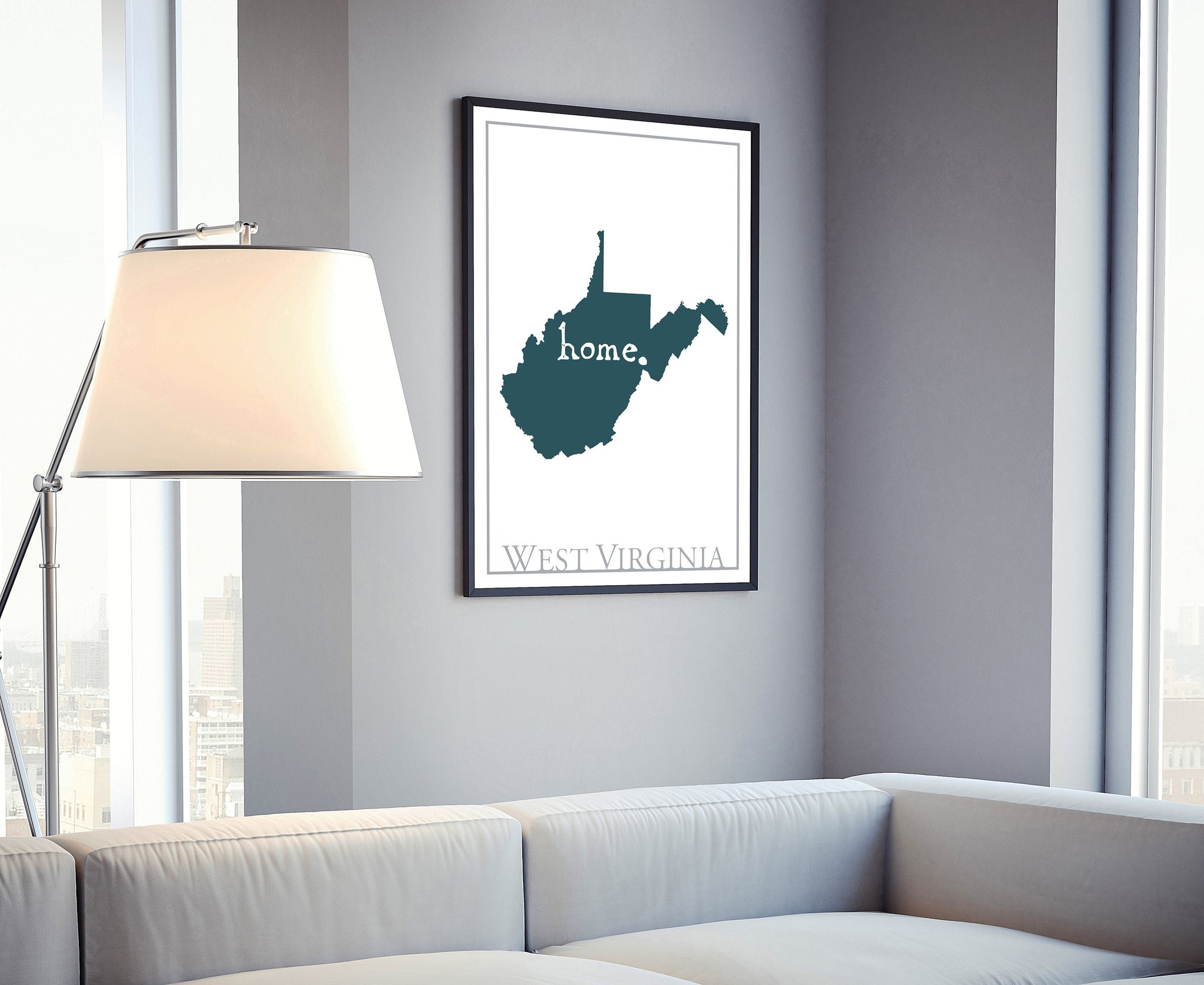 West Virginia Modern Map Poster Print