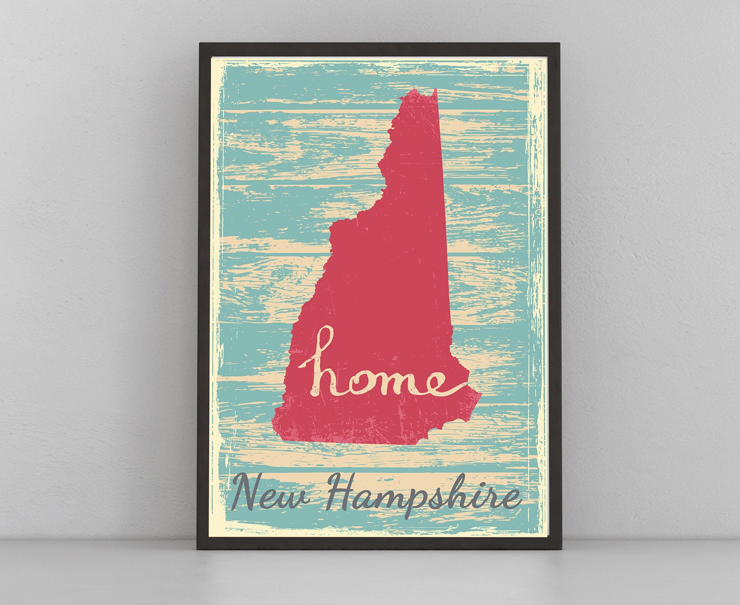 Retro Style Travel Poster, New Hampshire Vintage State Poster Printing, Home Wall Art, Office Wall  Decor, Poster Prints, New Hampshire Map