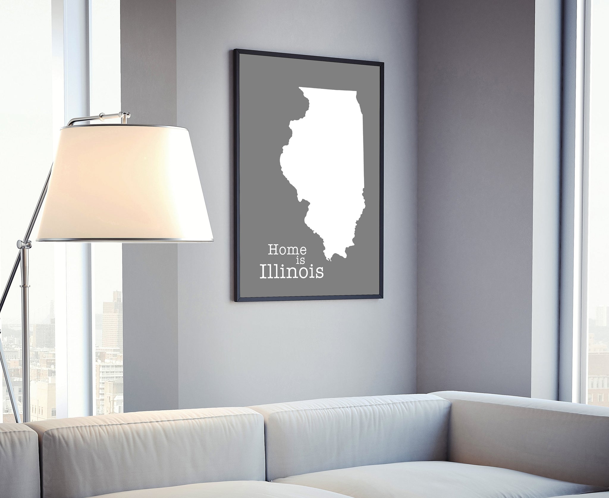 Illinois Map Wall Art, Illinois Map Poster Print, City map wall decor, Illinois State Poster, Home decor, Office decor, Family room decor
