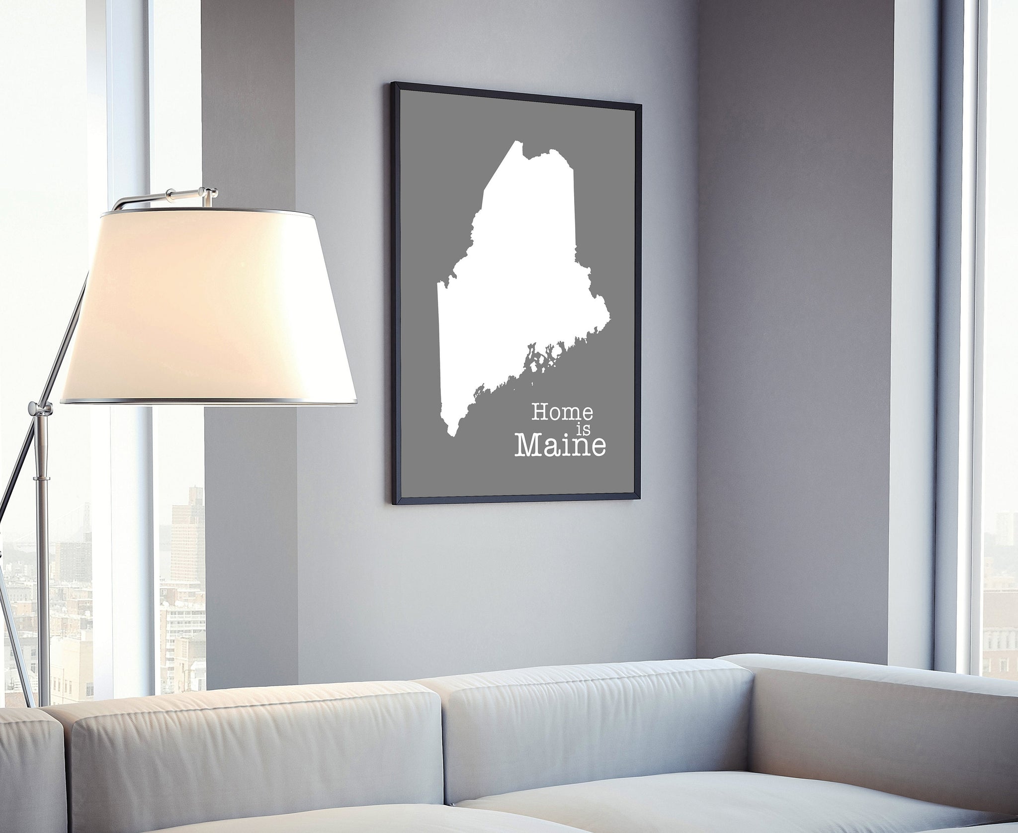 Maine Map Wall Art, Maine Modern Map Poster Print, City map wall decor, Maine State Poster, Office wall decor, Kids Family room wall art